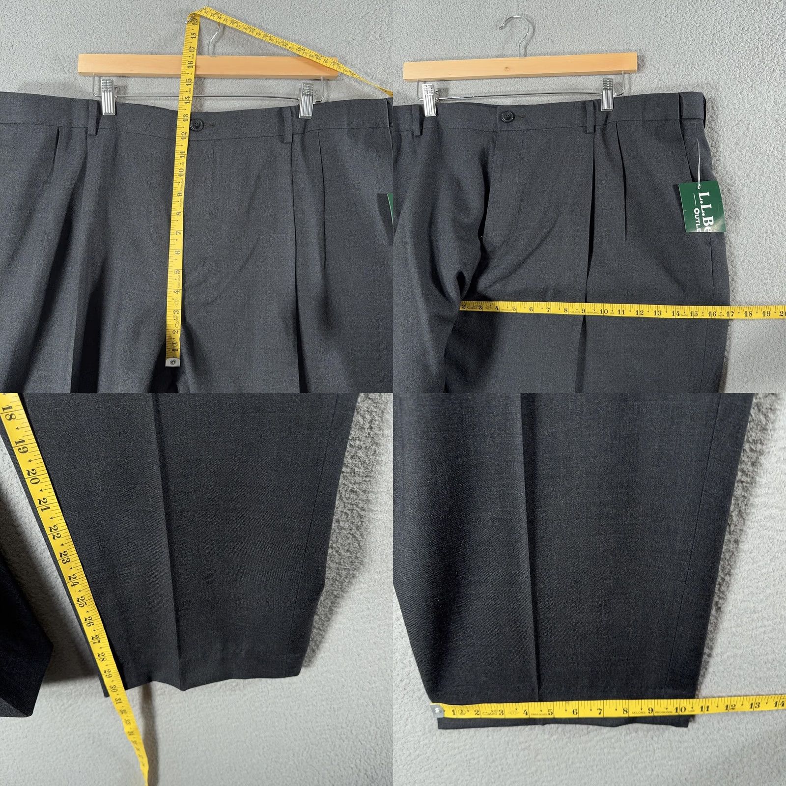 Vintage L.L. Bean Comfort Waist Dress Pants Mens 44x30 Gray Wool Pleated Front Straight Leg Trousers Size US 44 / EU 60 - 8 Thumbnail
