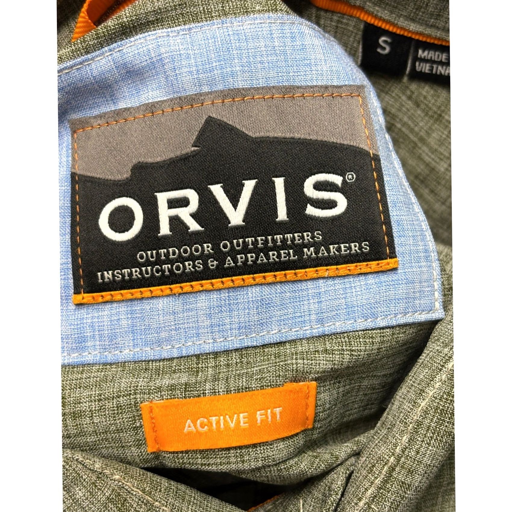 Orvis Orvis Active Fit Mens Long Sleeve Button Down Performance Shirt Heathered S Green Size US S / EU 44-46 / 1 - 5 Thumbnail
