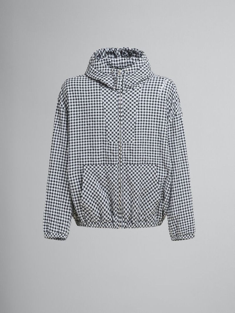 Marni o1f1d3z0326 Checked Seersucker Hooded Jacket in Multicolor Size US XL / EU 56 / 4 - 1 Thumbnail
