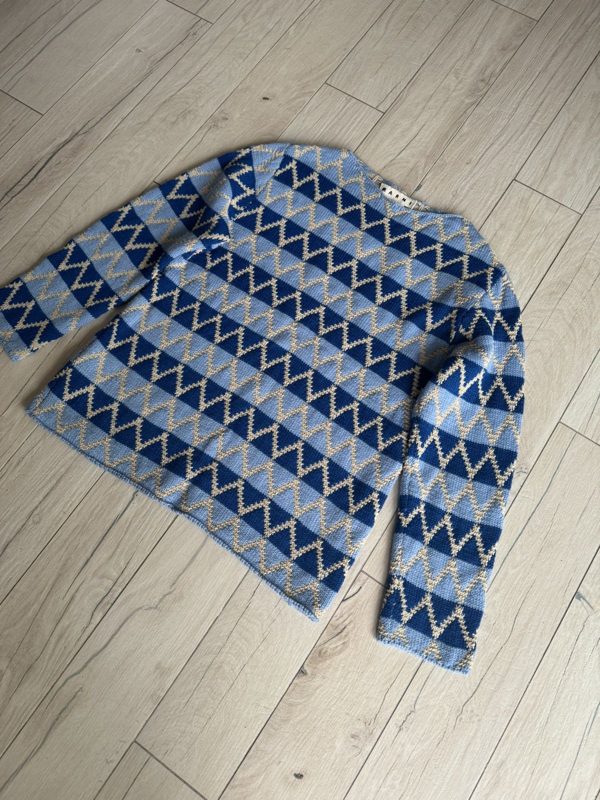 Marni FW20 Marni Thick Knitted Handmade Blue WoolSweater Size US M / EU 48-50 / 2 - 4 Thumbnail