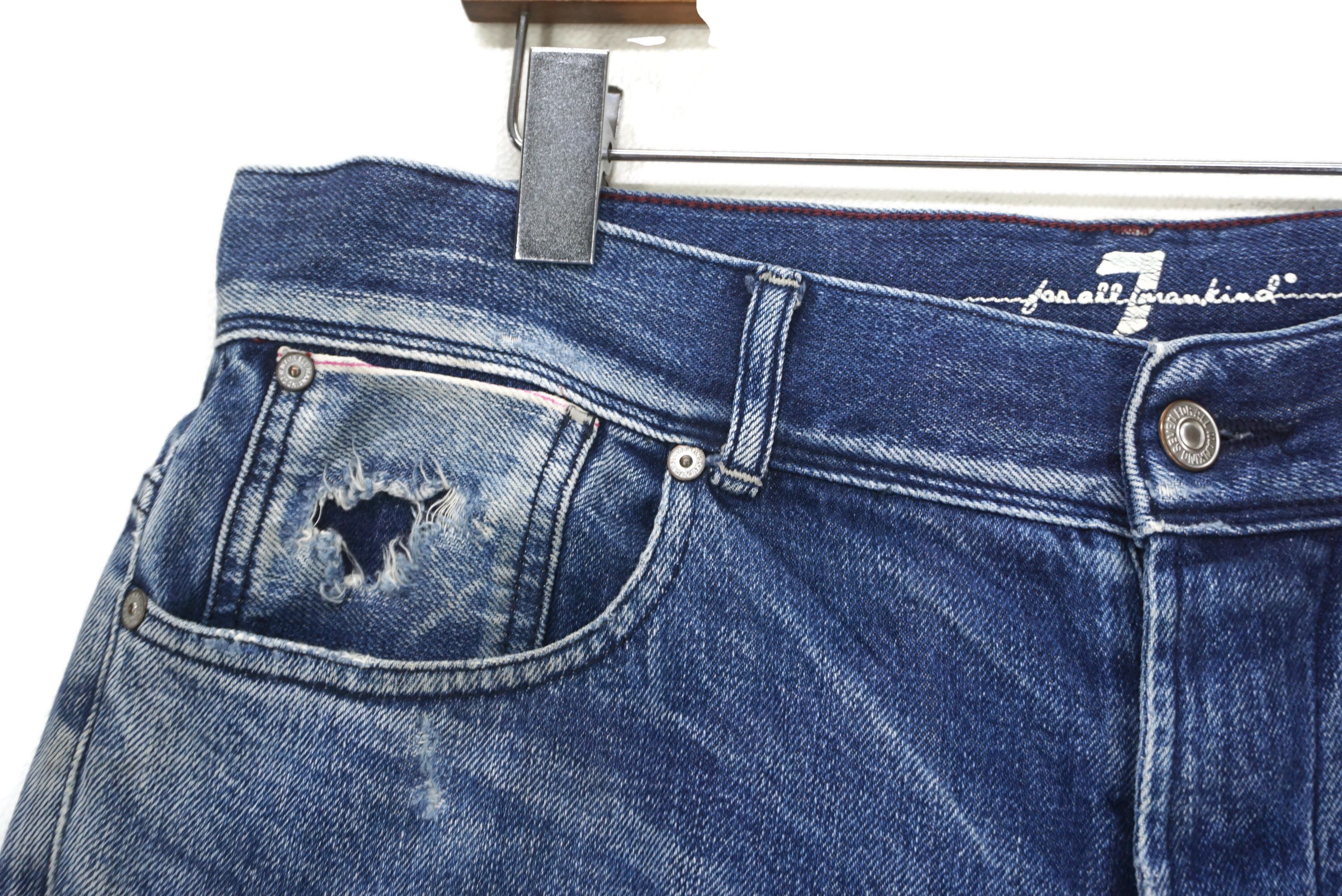 7 For All Mankind Selvedge Jeans Size 32 fit W34xL33.5 Larry Distressed Denim Size US 32 / EU 48 - 4 Thumbnail