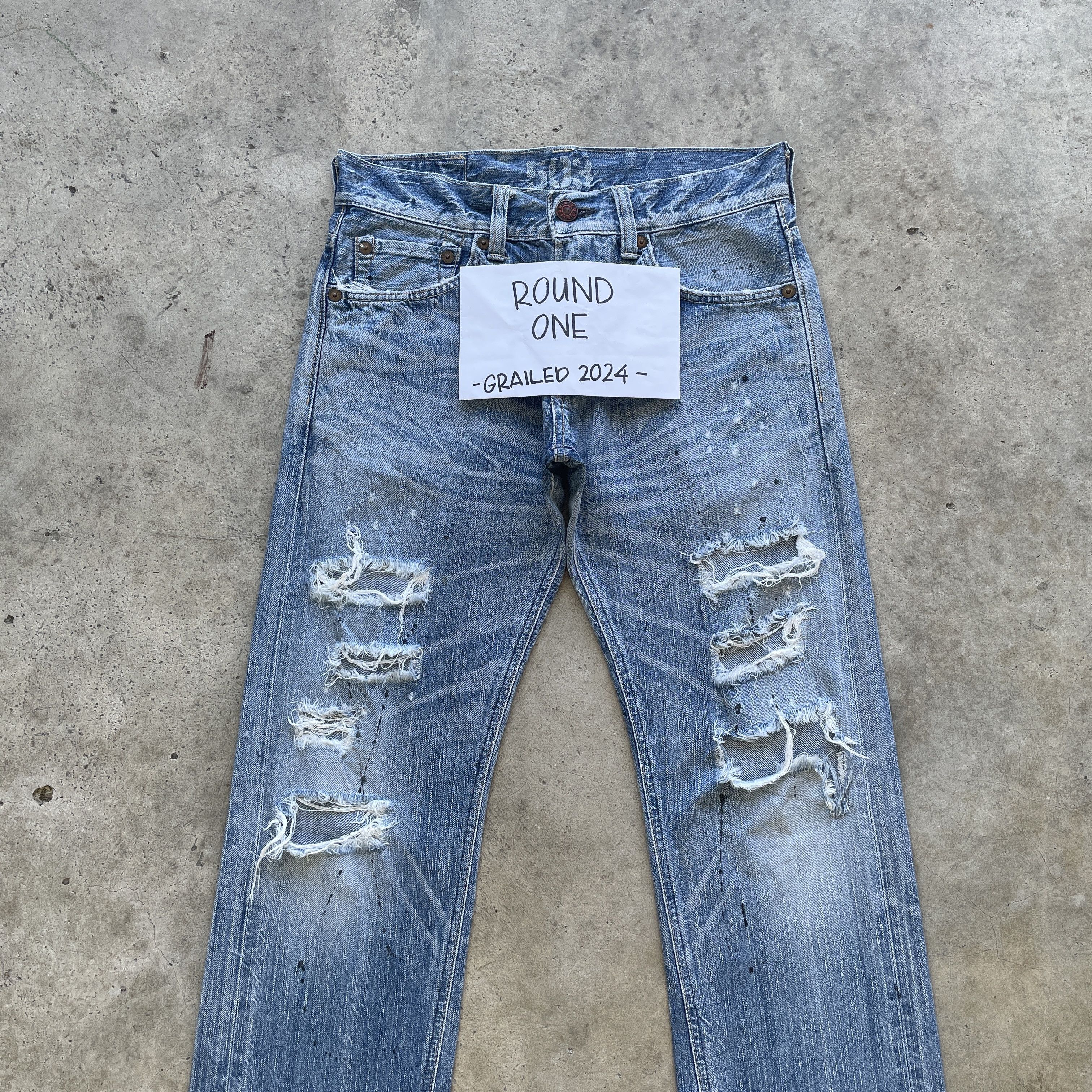 Edwin × Japanese Brand VINTAGE EDWIN 503 DISTRESSED FADED RIPPED JEANS PANTS DENIM Size US 31 - 3 Thumbnail