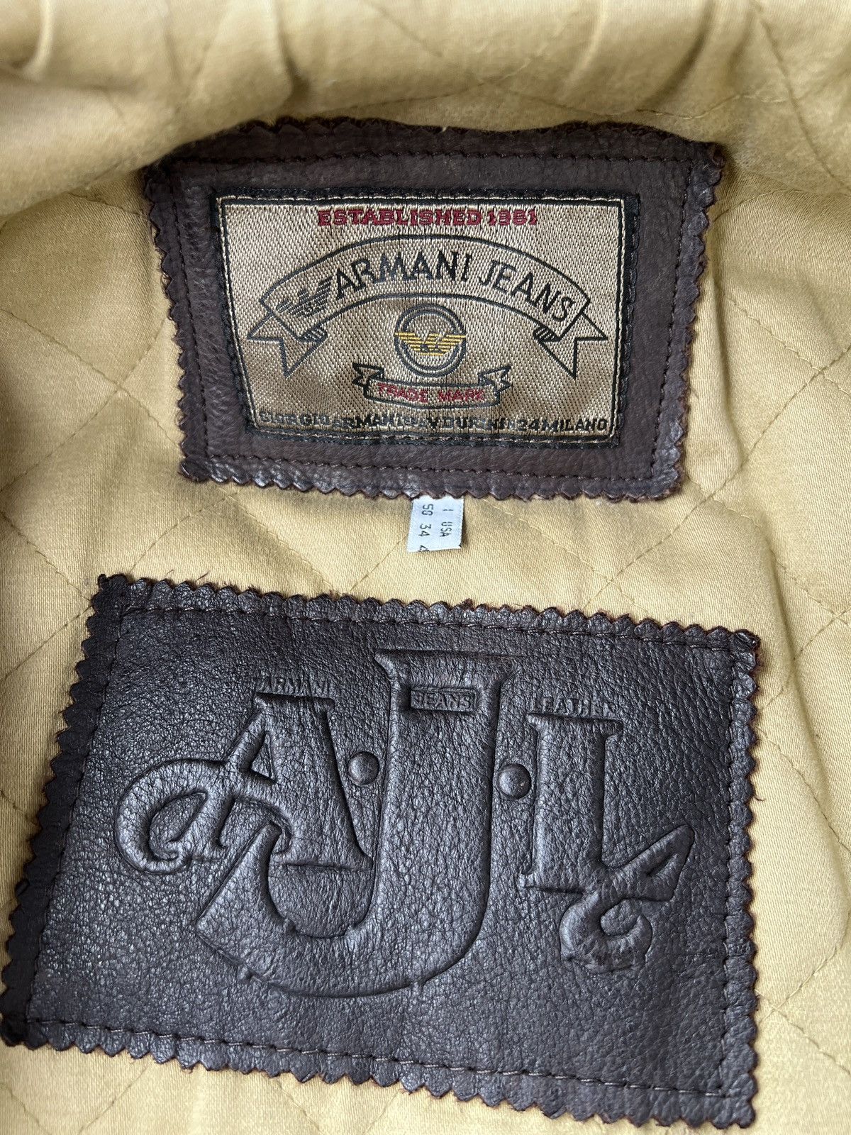 Armani Vintage Armani Jeans Leather Jacket Size US XL / EU 56 / 4 - 10 Thumbnail