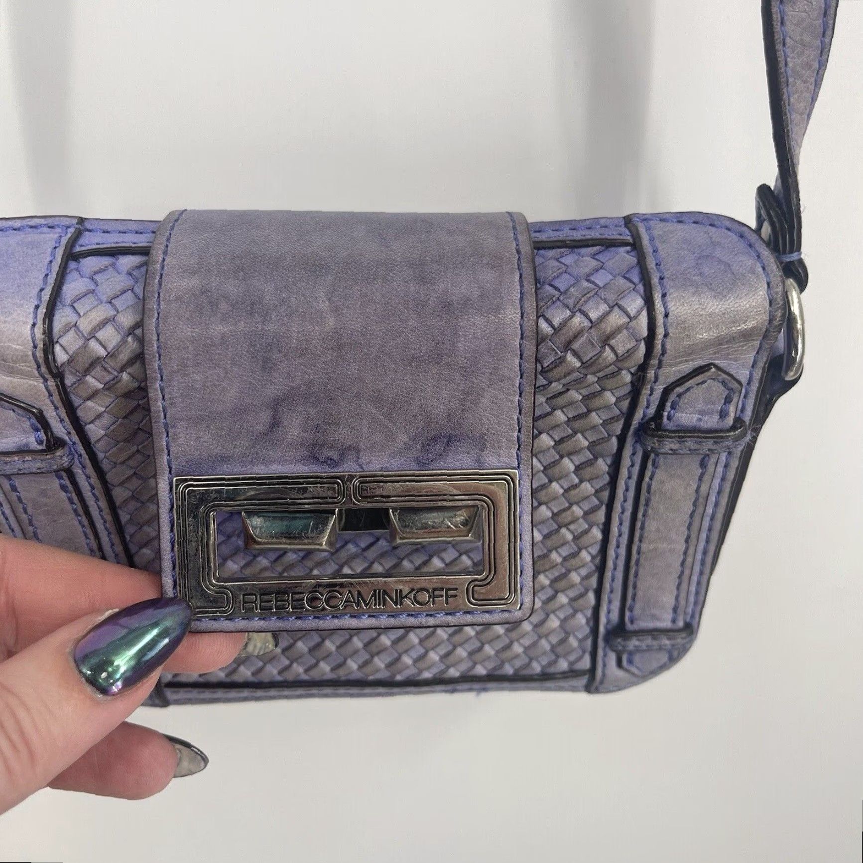 Rebecca Minkoff Rebecca Minkoff Mini Leather Crossbody Bag - Purple Woven, Casual Style, Women's Size ONE SIZE - 3 Thumbnail