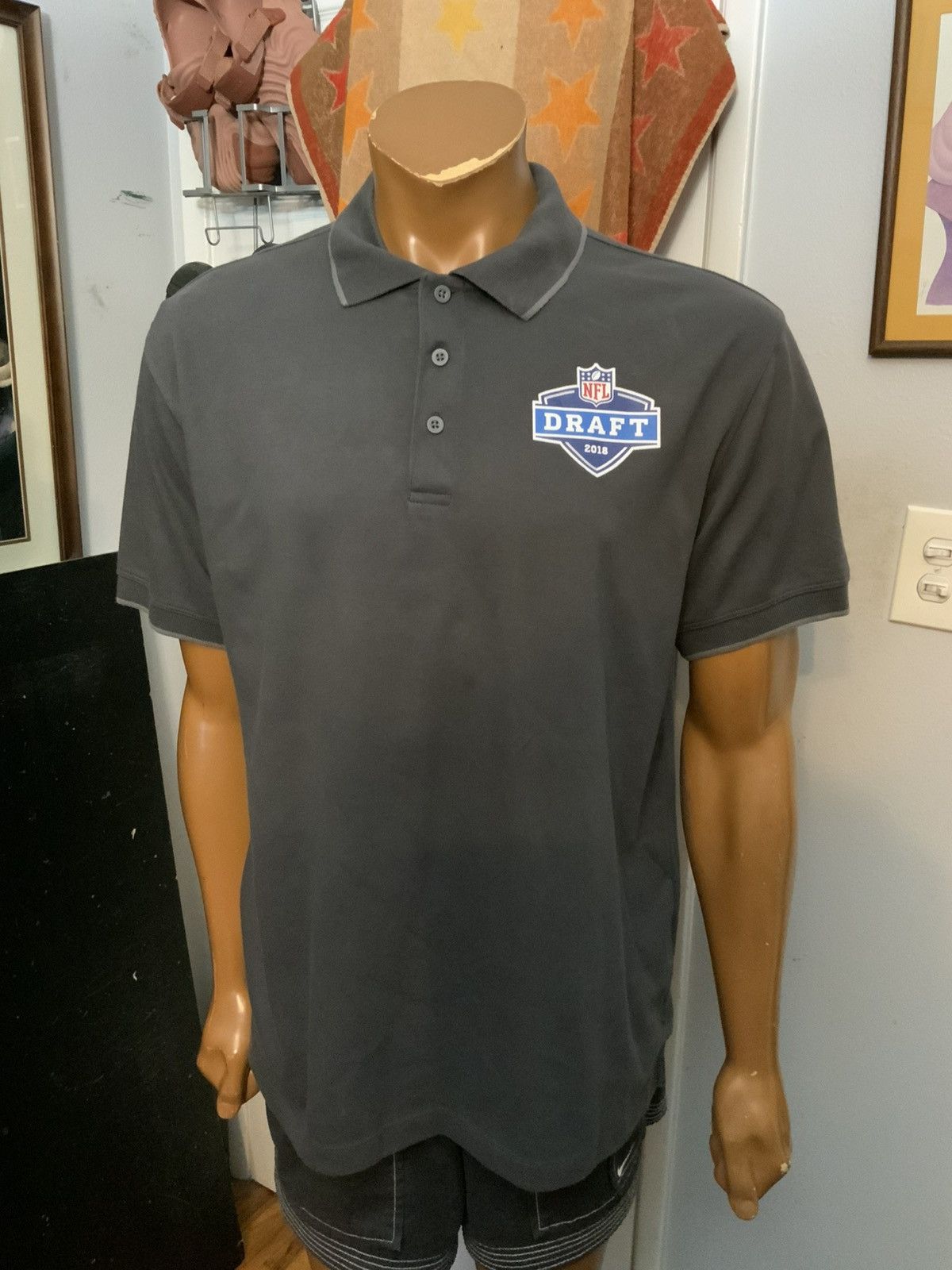Port Authority NFL Draft 2018 Pro Football Prospect S/S Gray Polo Shirt Size US L / EU 52-54 / 3 - 13 Thumbnail