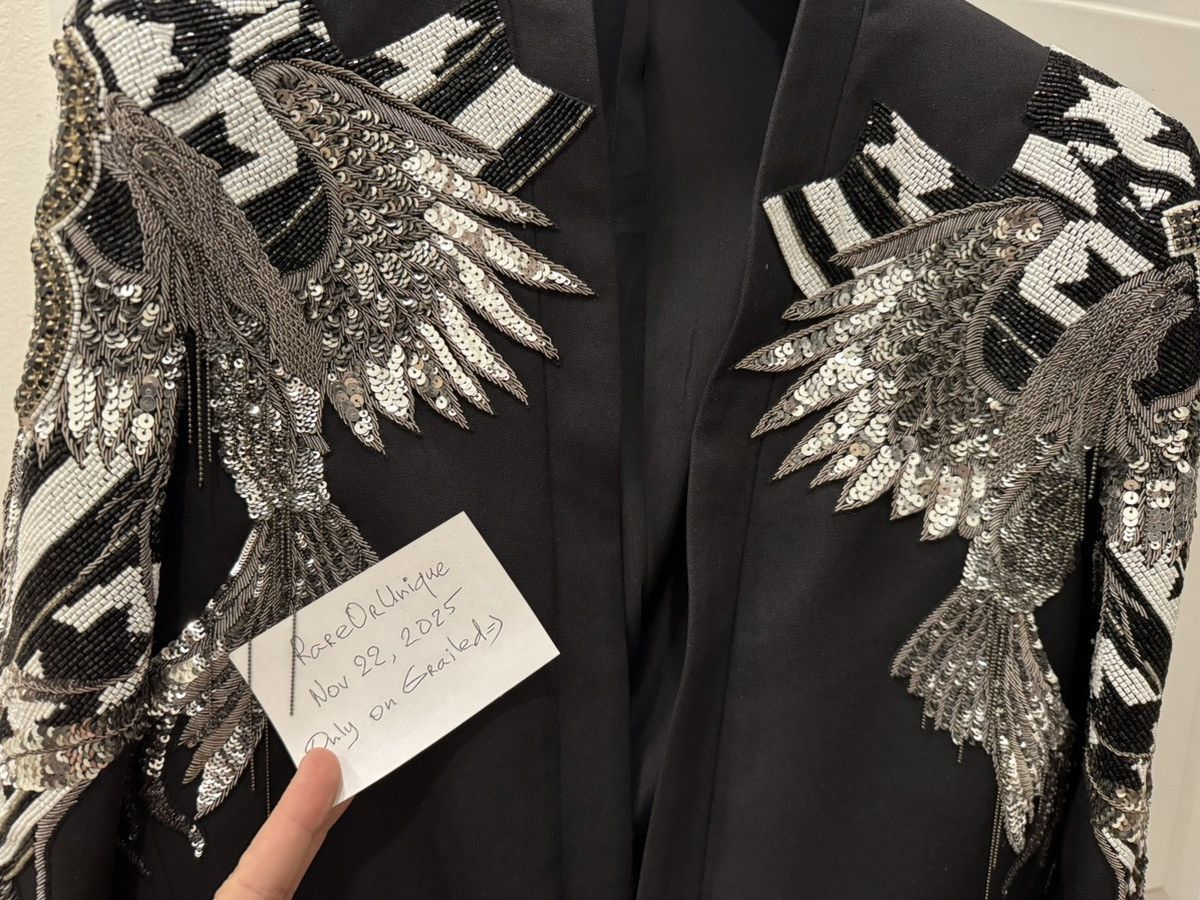 Balmain (sz 50) Black Embroidered Wool Blazer Size 50R - 14 Thumbnail