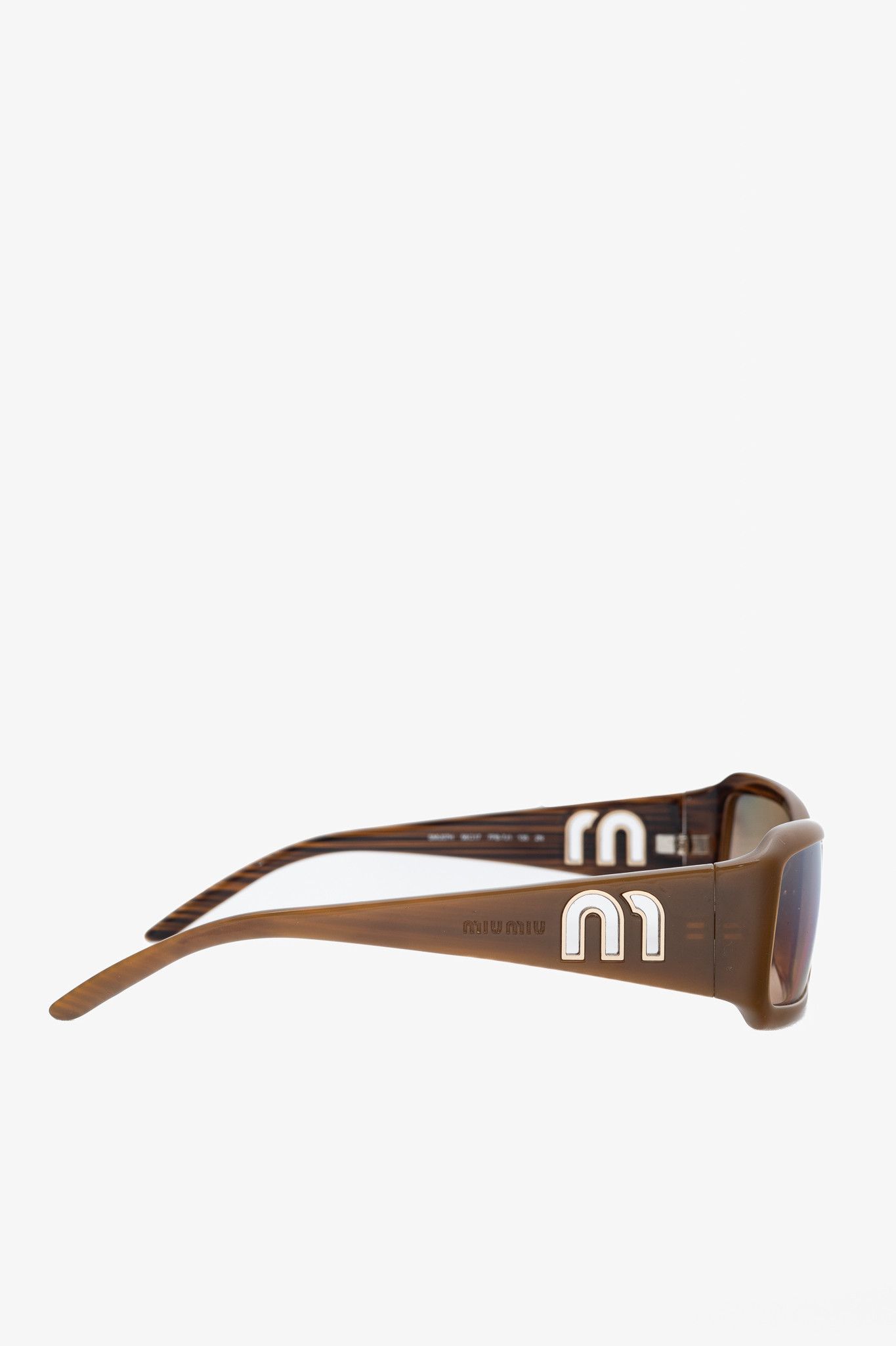 Miu Miu Miu Miu SMU07H Brown Rectangular Cutout-Logo Sunglasses Size ONE SIZE - 4 Thumbnail