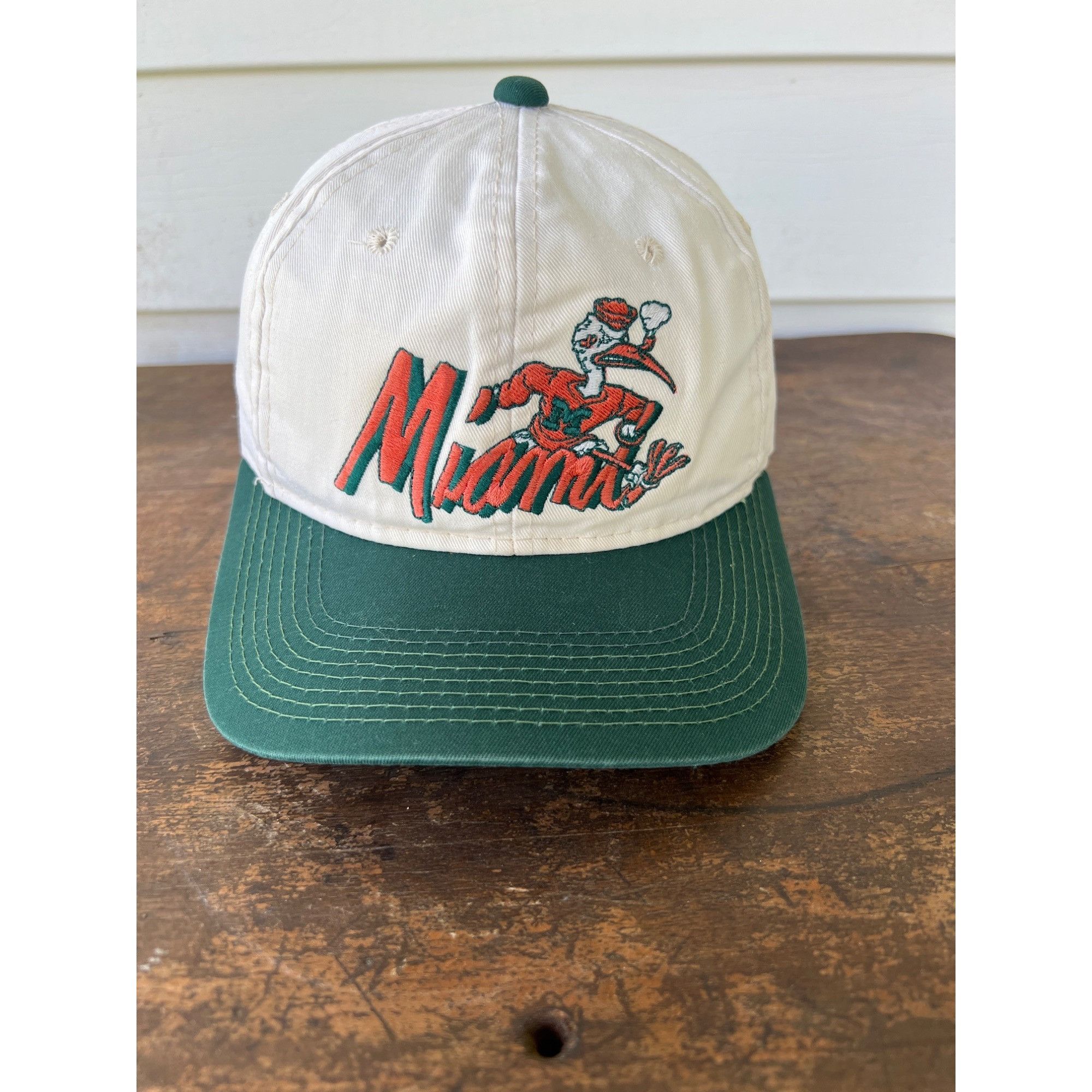 Vintage The Game Miami Hurricanes Snapback Hat White & Green