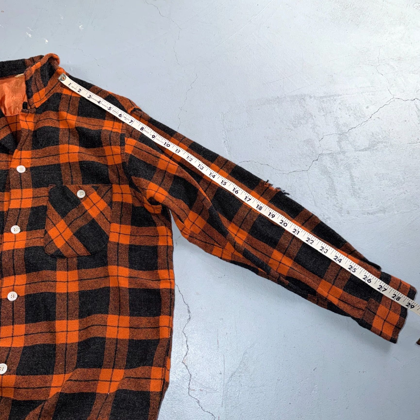 Fruit Of The Loom VINTAGE Fruit of the Loom Shirt Orange Plaid Wool Button Front Collared Rockabilly 50s 70s 1950s Mens M Size US M / EU 48-50 / 2 - 7 Thumbnail