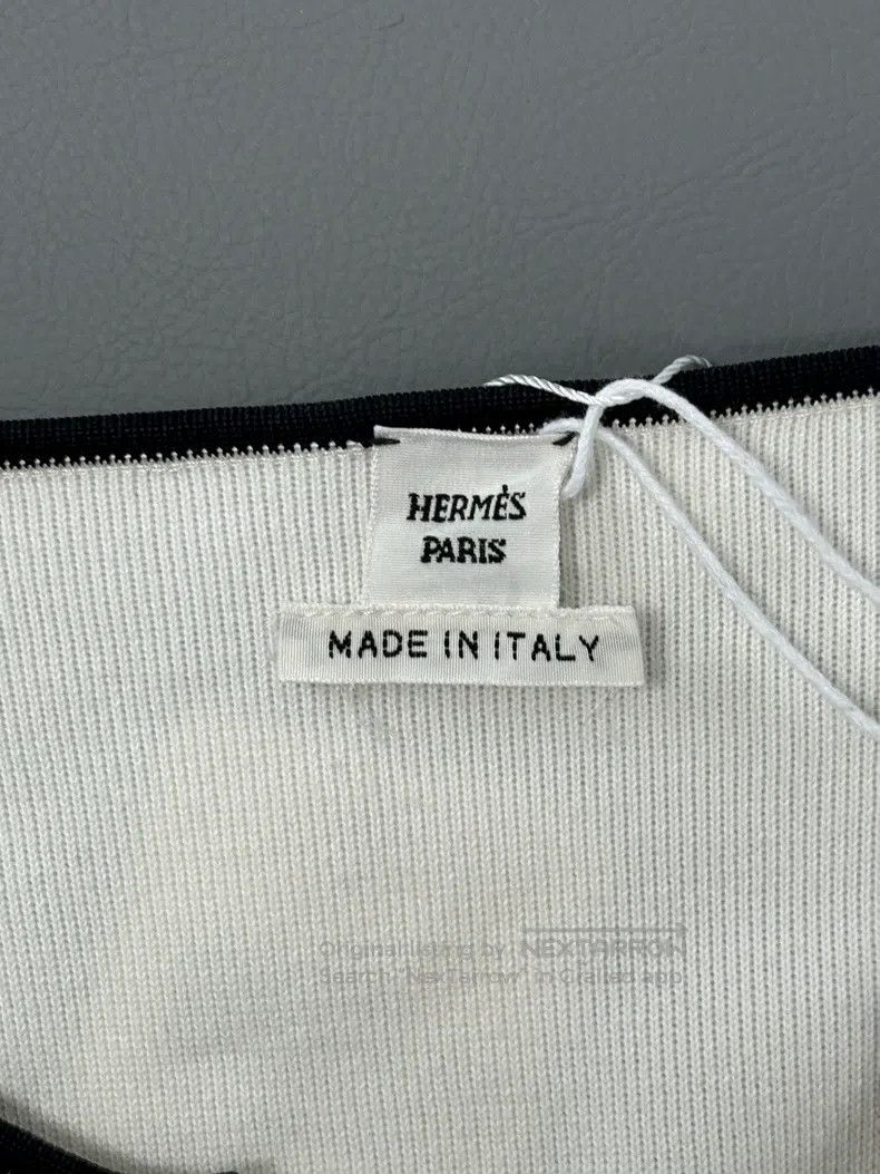 Hermes Hermes Women's Knit Jacket, White with Black Size XS / US 0-2 / IT 36-38 - 3 Thumbnail