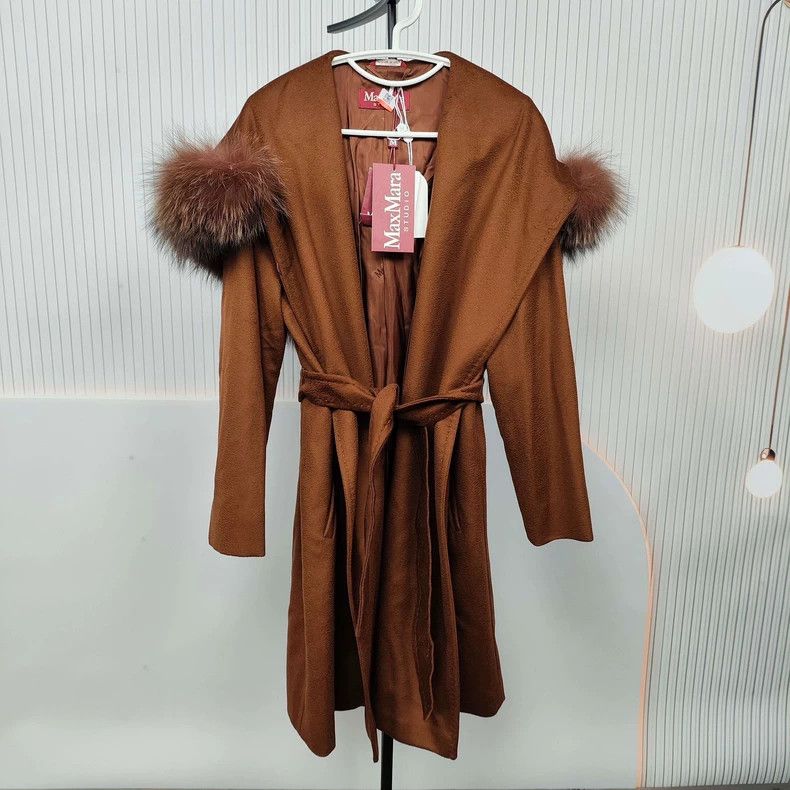 Max Mara Max Mara Wool coat long brown Size L / US 10 / IT 46 - 1 Thumbnail