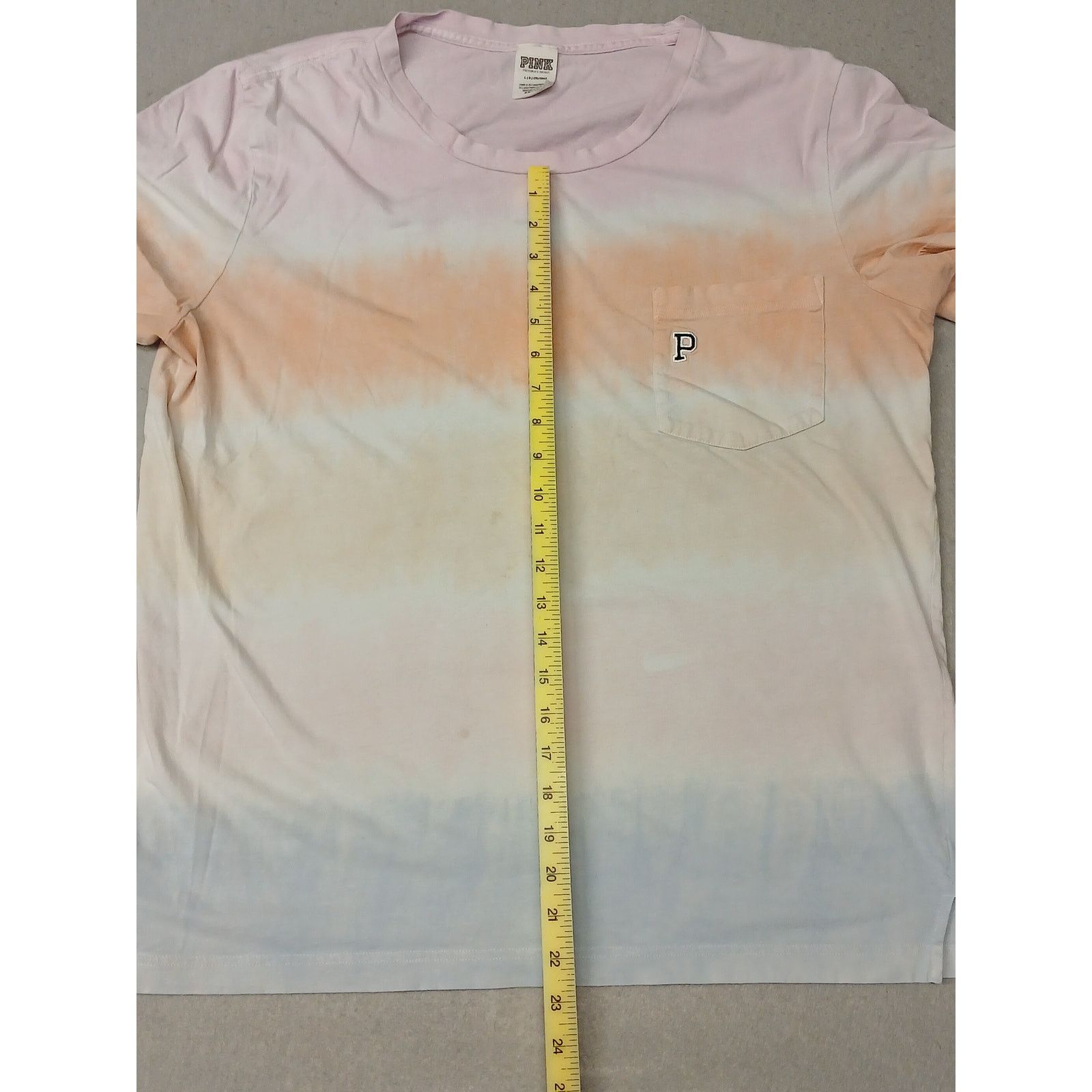 Pink Victoria's Secret PINK (Large) Tie-Dye Striped Tee Shirt Size L / US 10 / IT 46 - 3 Thumbnail