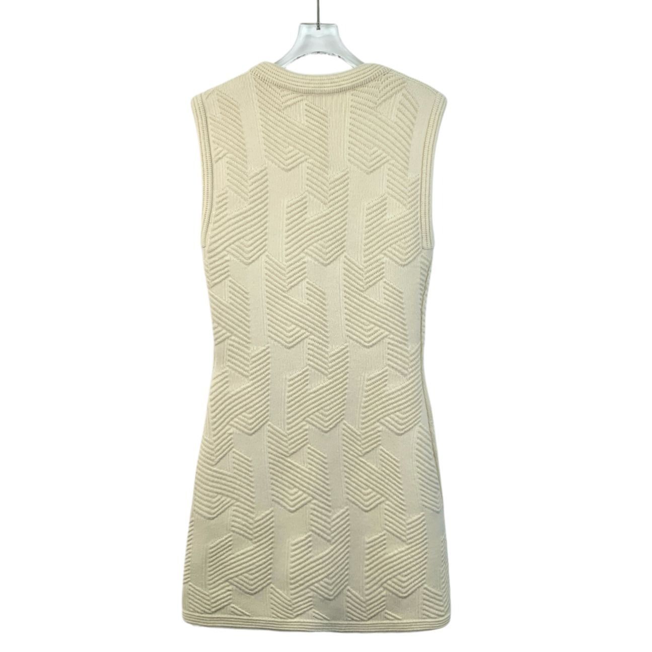 Hermes Hermès Beige Letter Embroidered Wool Sleeveless Knit Dress ( Size XS / US 0-2 / IT 36-38 - 6 Thumbnail