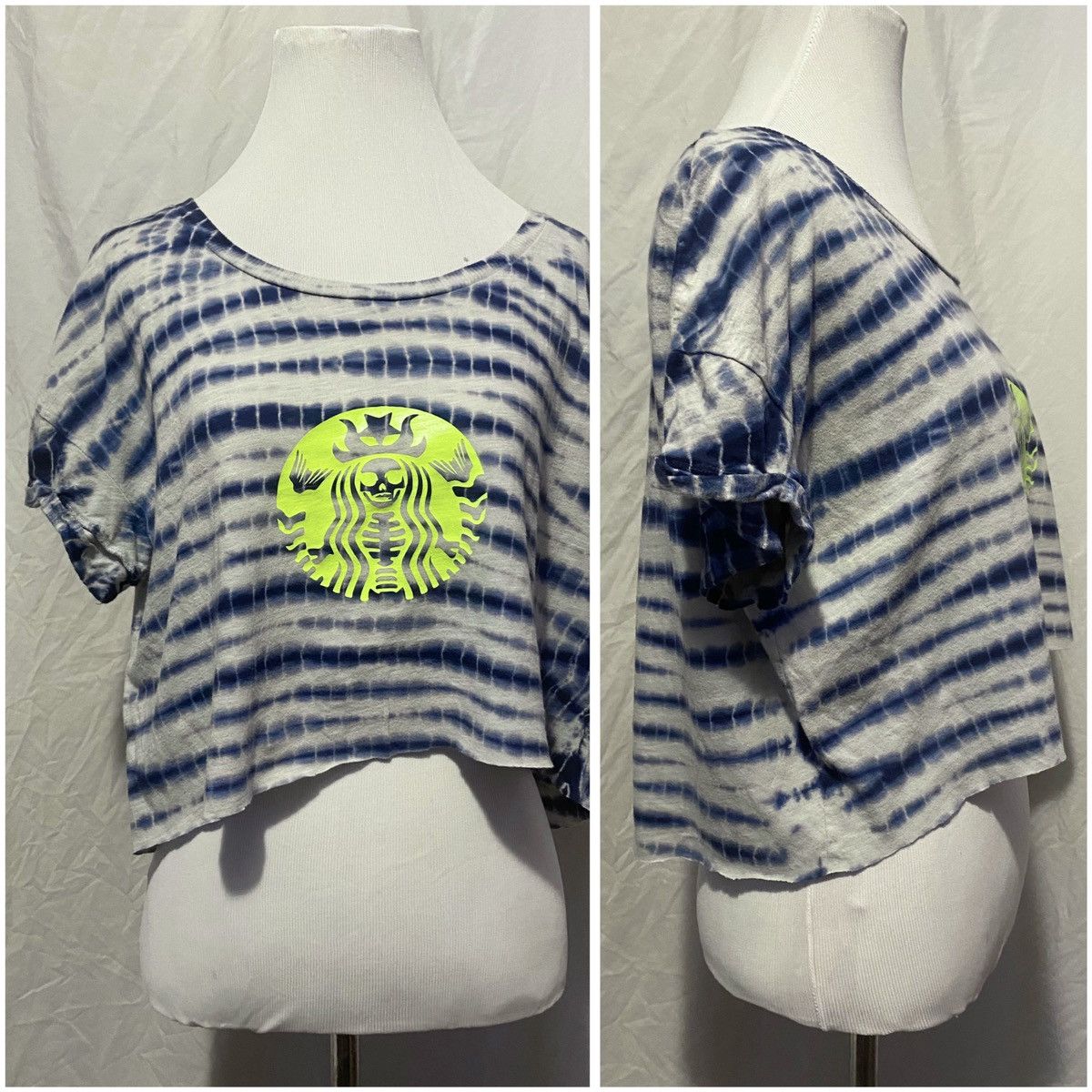 DKNY DKNY, Neon Creepy Skeleton, Tie Dye, Raw Hem, Cropped Tee Size M / US 6-8 / IT 42-44 - 4 Thumbnail