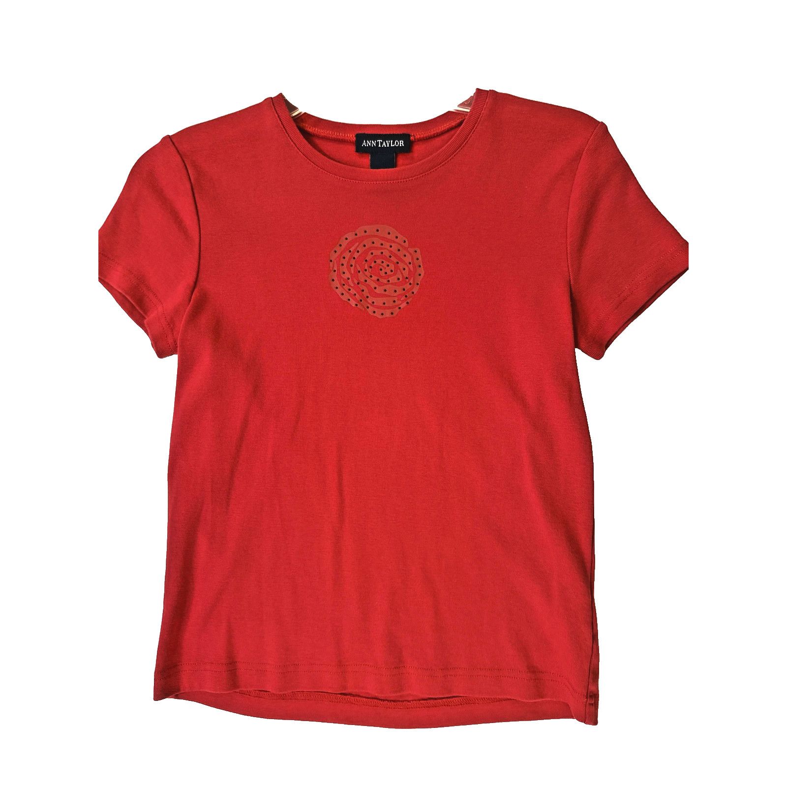 Ann Taylor Vintage Ann Taylor Tee Womens S Red Rose 100% Cotton USA Size S / US 4 / IT 40 - 1 Thumbnail