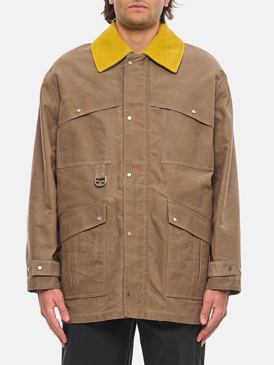ジャケットその他 FENDI Jacquard FF waxed brown blouson Blouson Fabric Brown | Fendi