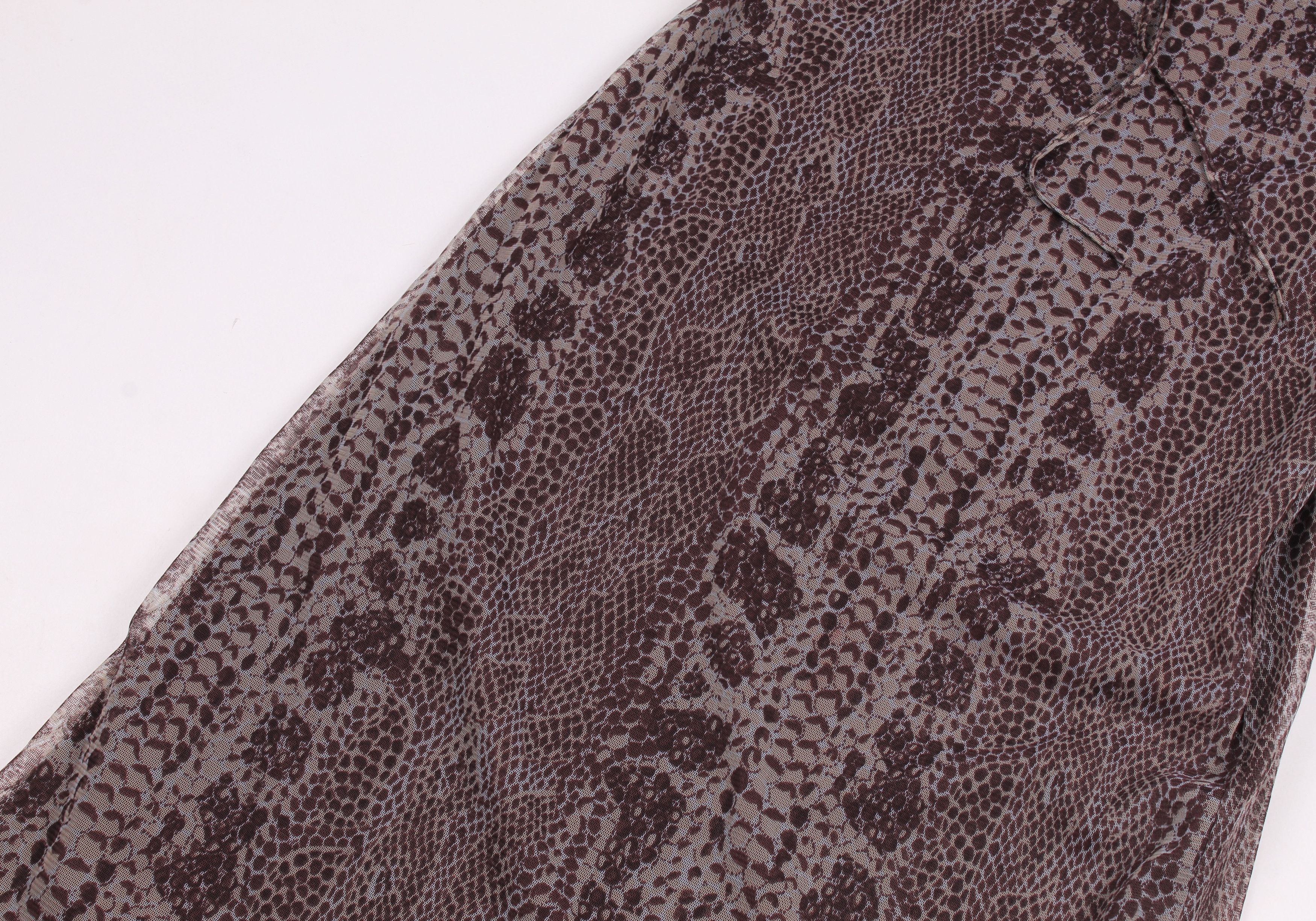Vintage Vintage NAF NAF Snakeskin Print Y2K Mesh Slip Dress Size S / US 4 / IT 40 - 6 Thumbnail