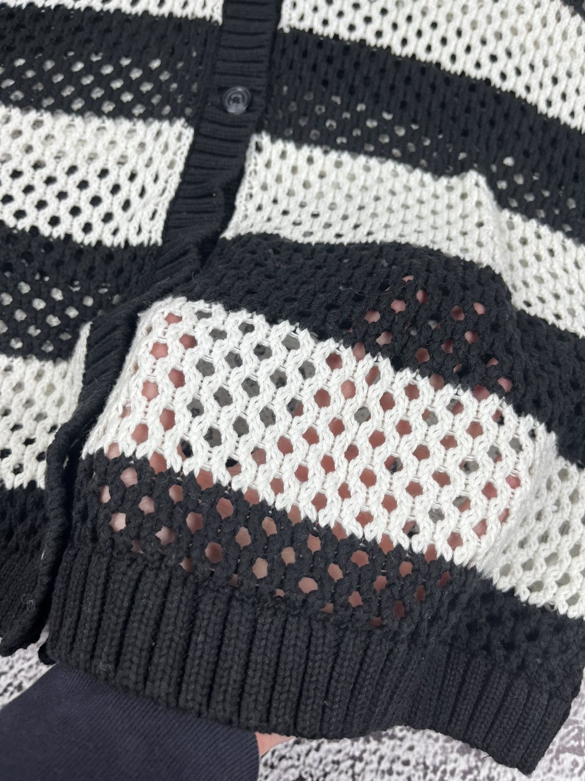 Vintage Vintage Y2K striped mesh cardigan rock japanese size s Size S / US 4 / IT 40 - 7 Thumbnail