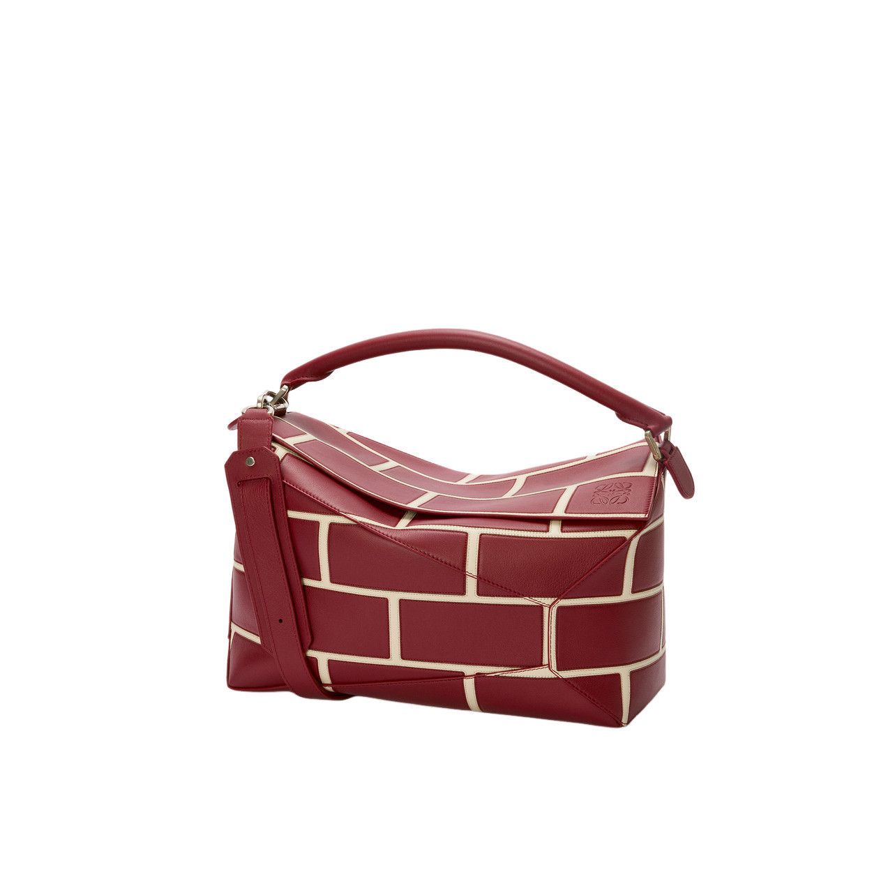 LOEWE Puzzle Edge Large $5300 Burnt Red Leather Handbag New