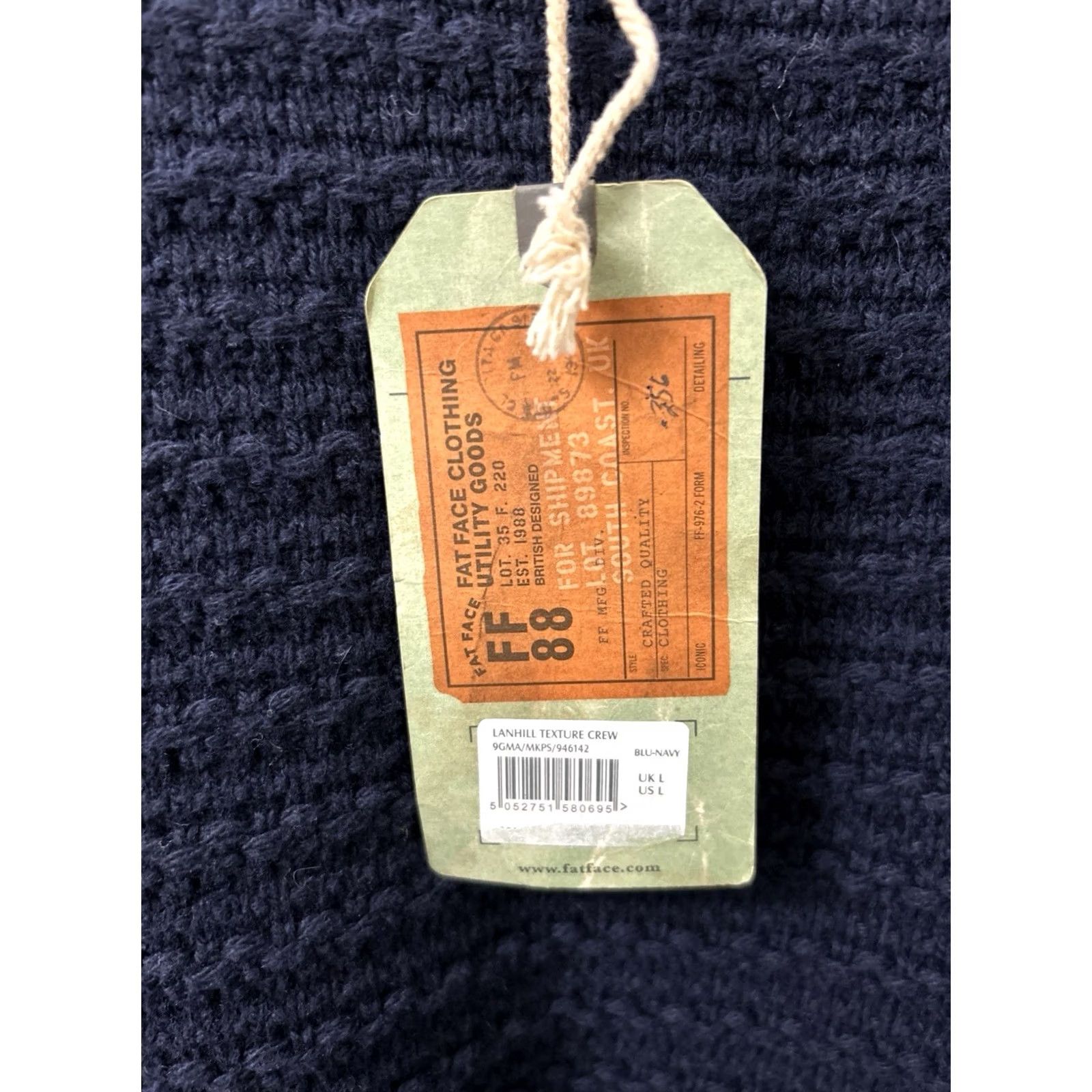 FatFace Fat Face Sweater Mens L Blue Wool Lanihill Texture Crewneck NWT Knit Pullover Casual Vintage: No, Designer Theme Size US L / EU 52-54 / 3 - 4 Thumbnail