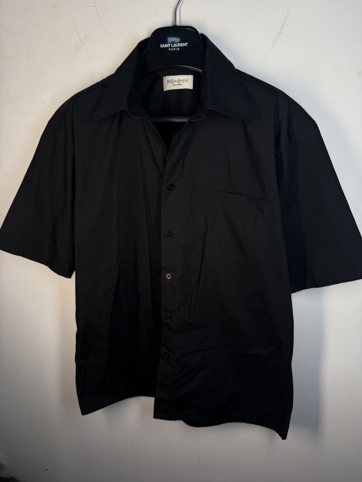 Yves Saint Laurent Black YSL Shirt Short Sleeve Button Up Collar Vintage y2k Size US M / EU 48-50 / 2 - 3 Thumbnail