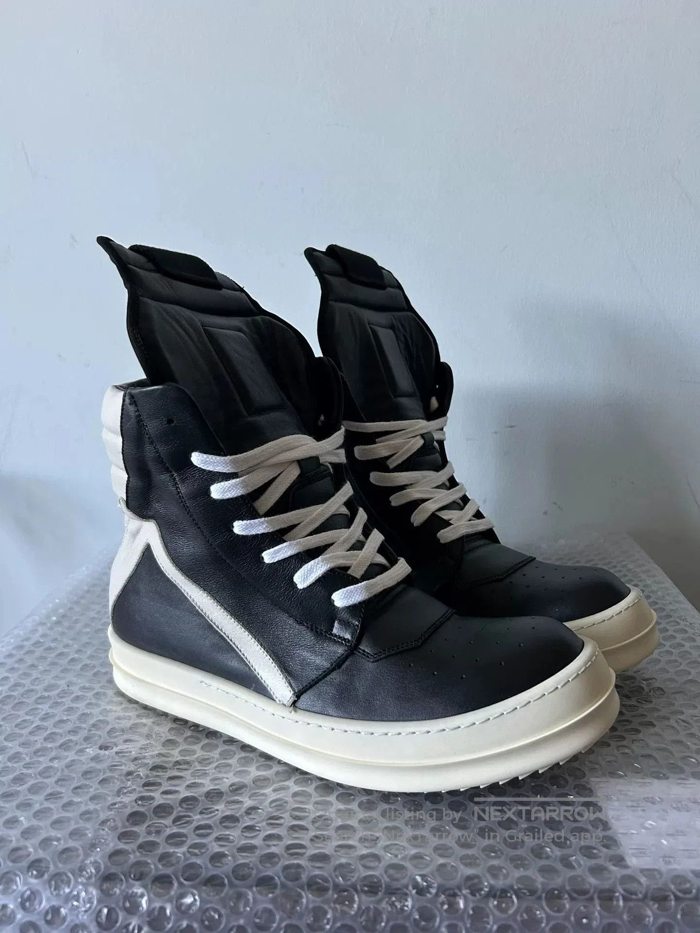 rick owens black leather high.