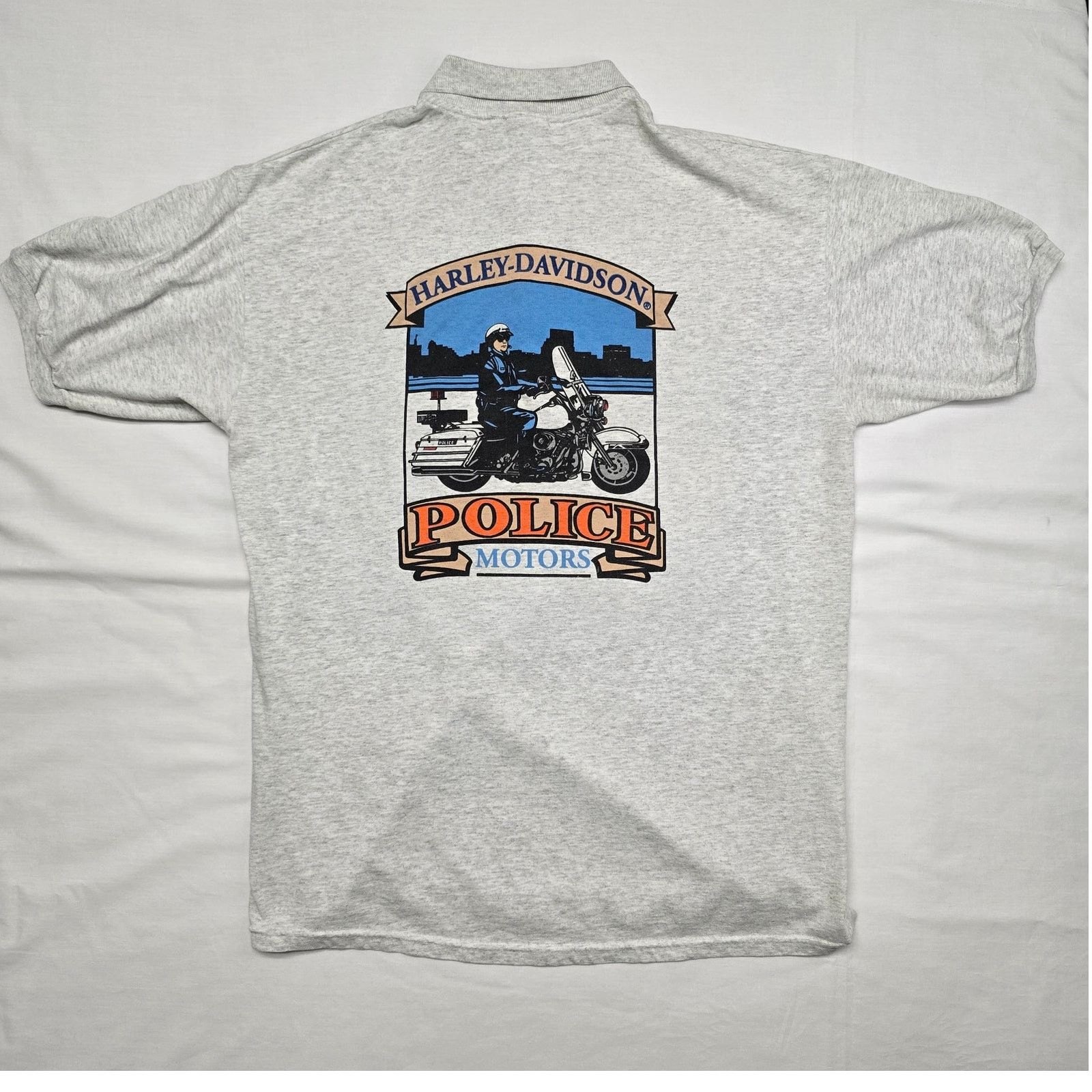 Harley Davidson × Vintage Vintage Harley Davidson Polo Police Motors Gray L Shirt 90s Size US L / EU 52-54 / 3 - 1 Thumbnail