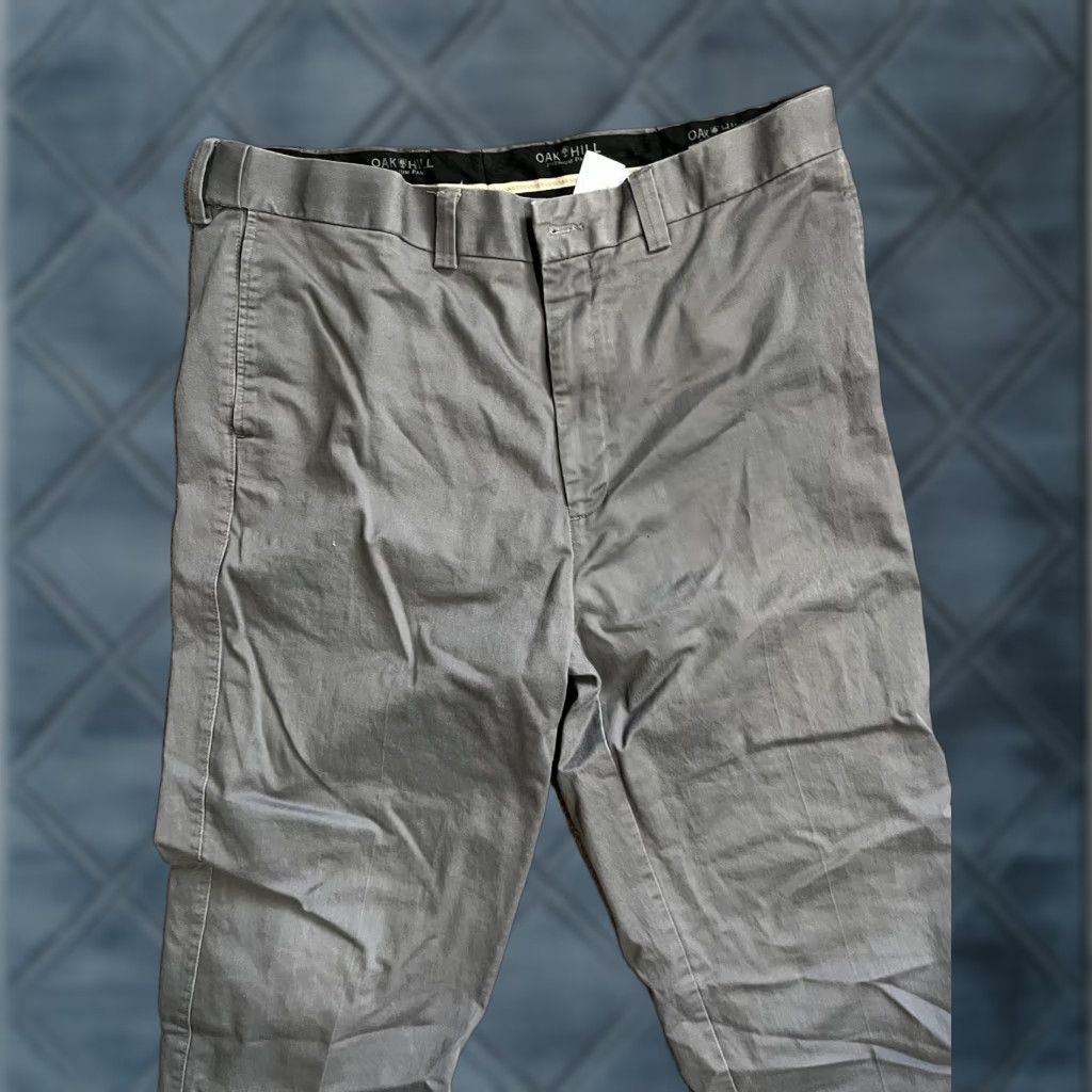 Vintage Oak Hill Khaki Pants Men 42x32 Gray Flat Front Cotton Relaxed Business Casual Formal Button Zipper Regular Inseam 32 Size US 42 / EU 58 - 1 Thumbnail