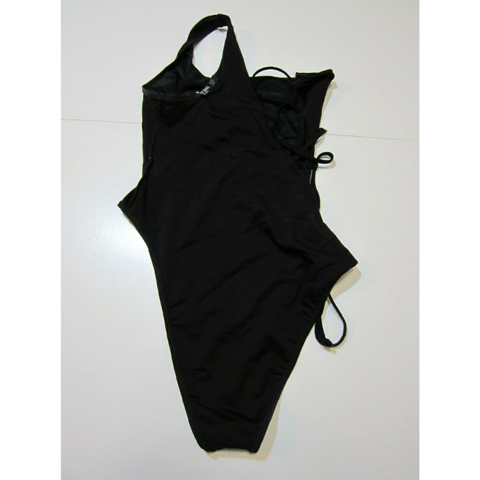Nasty Gal Nasty Gal Black Crisscross Tie Cut Out One Shoulder One Piece Swimsuit Women 10 Size ONE SIZE - 8 Thumbnail