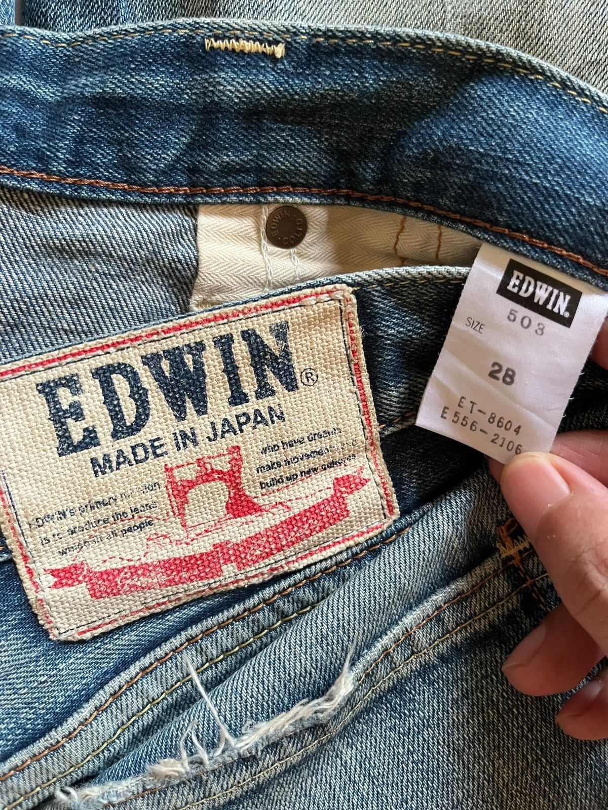Edwin Vintage Japanese Edwin Mud Wash Distressed Loose Jeans Size US 31 - 9 Thumbnail