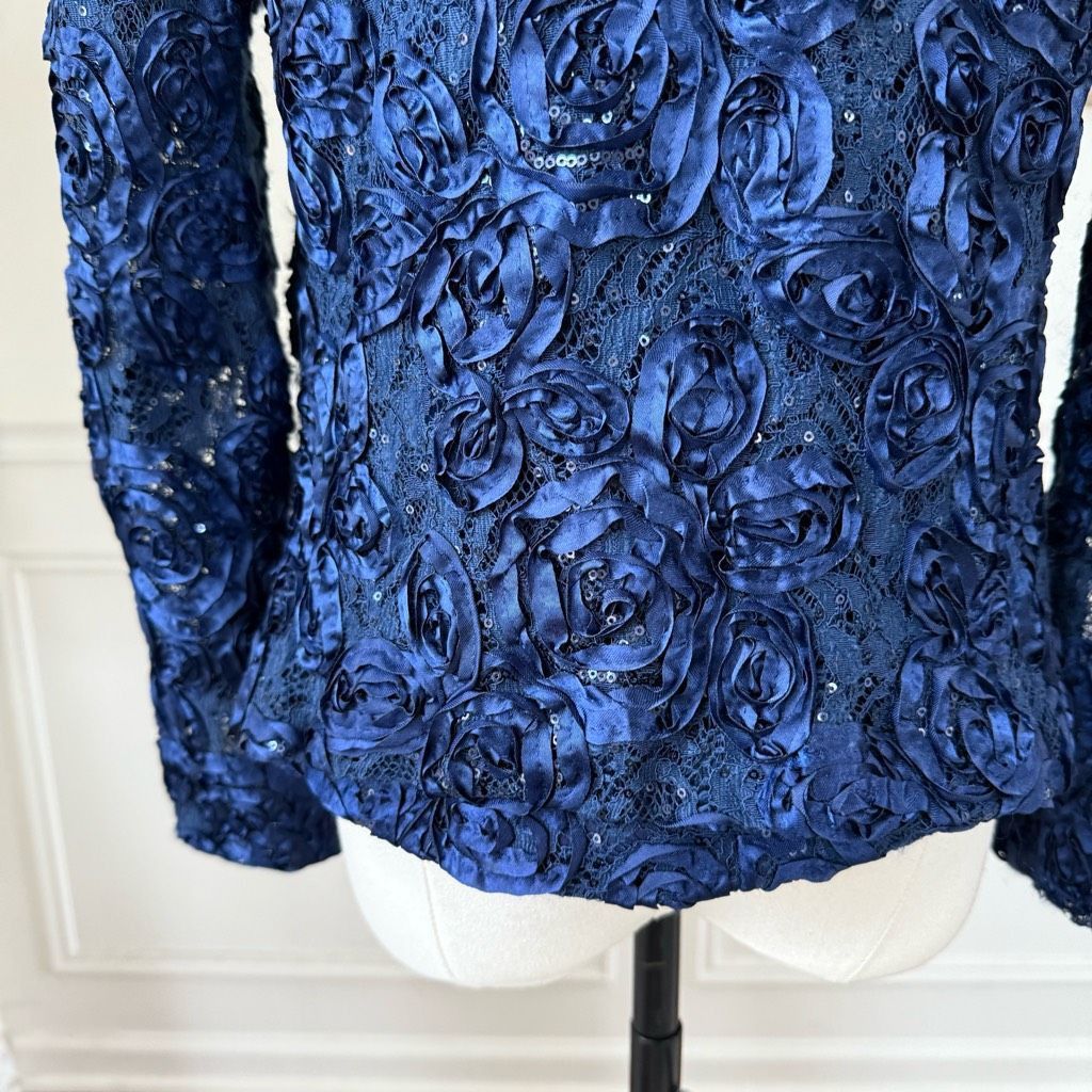 Other Cachet Dark Blue 2pc Formal Jacket Tank Soutache Sequin Rhin Size M / US 6-8 / IT 42-44 - 8 Thumbnail