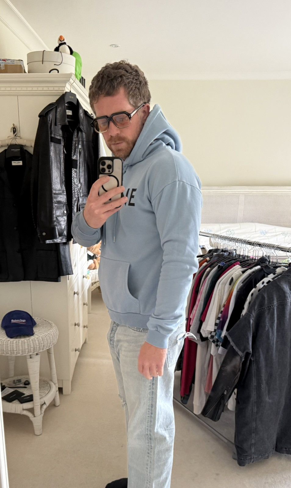 Celine Celine blue black logo hoodie Hedi Slimane grail Size US L / EU 52-54 / 3 - 8 Thumbnail