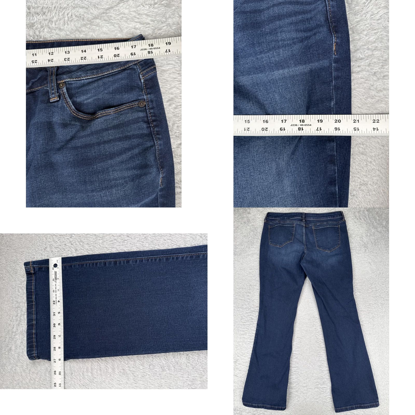 Denime Stylus Jeans Womens Bootcut 16 Blue Dark Wash Mid Rise Stretch 34x32 Denim 5-Pocket Zipper Button Regular Blue, USA Theme Mens? Size 38" / US 16 / IT 52 - 9 Thumbnail