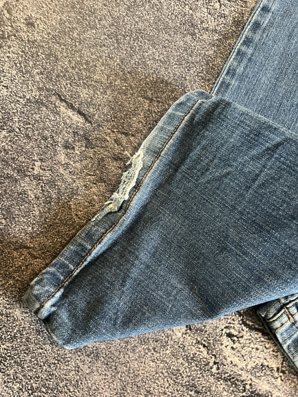 Japanese Brand Distressed Flared Slim Jeans / Faded Drip Style Y2K Size US 30 / EU 46 - 4 Thumbnail