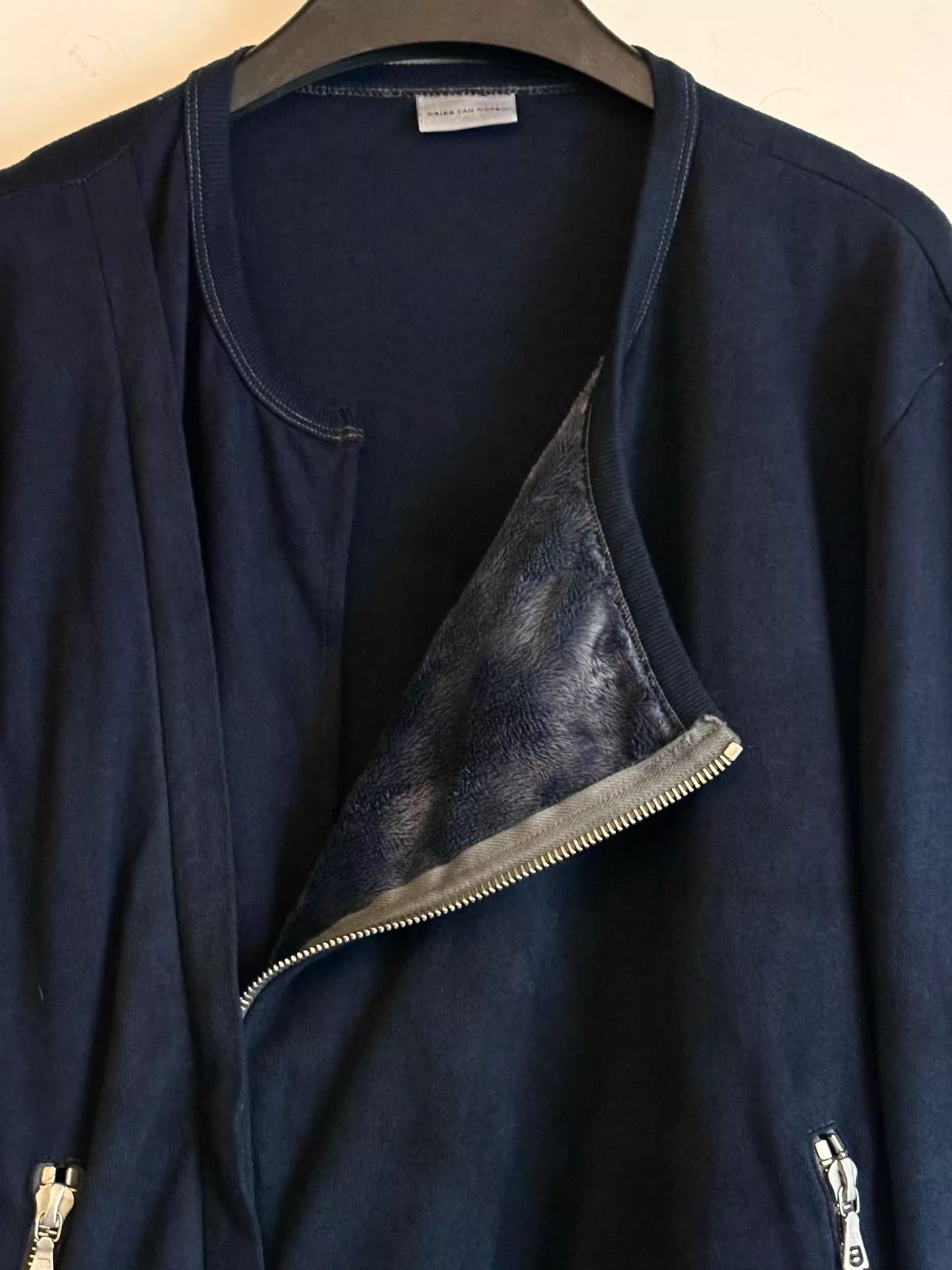 Dries Van Noten Dries Van Noten Blue Velvet Diagonal Zip Bomber Jacket (M) Size US M / EU 48-50 / 2 - 3 Thumbnail
