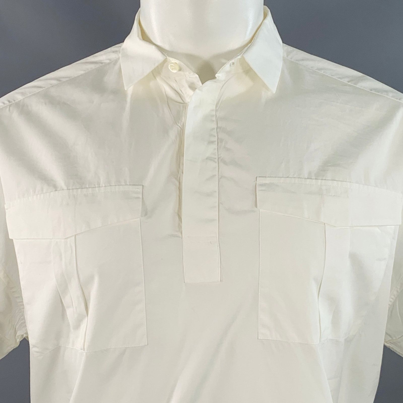 Valentino Size M White Cotton Pullover Two Pockets Oversized Short Size US M / EU 48-50 / 2 - 2 Thumbnail