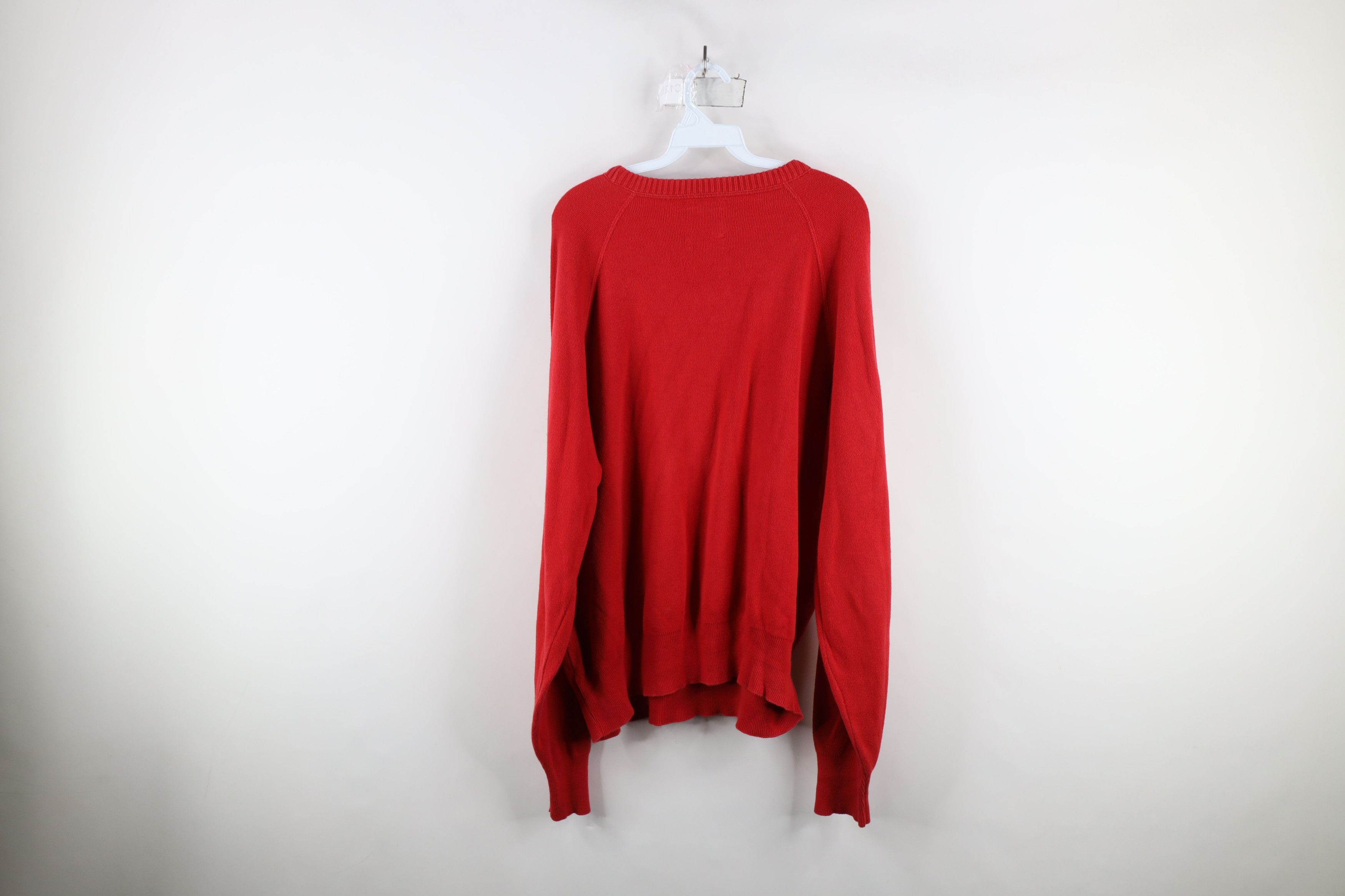 Vintage Vintage 90s Streetwear Blank Cotton Knit Sweater Red USA Size US XL / EU 56 / 4 - 9 Thumbnail
