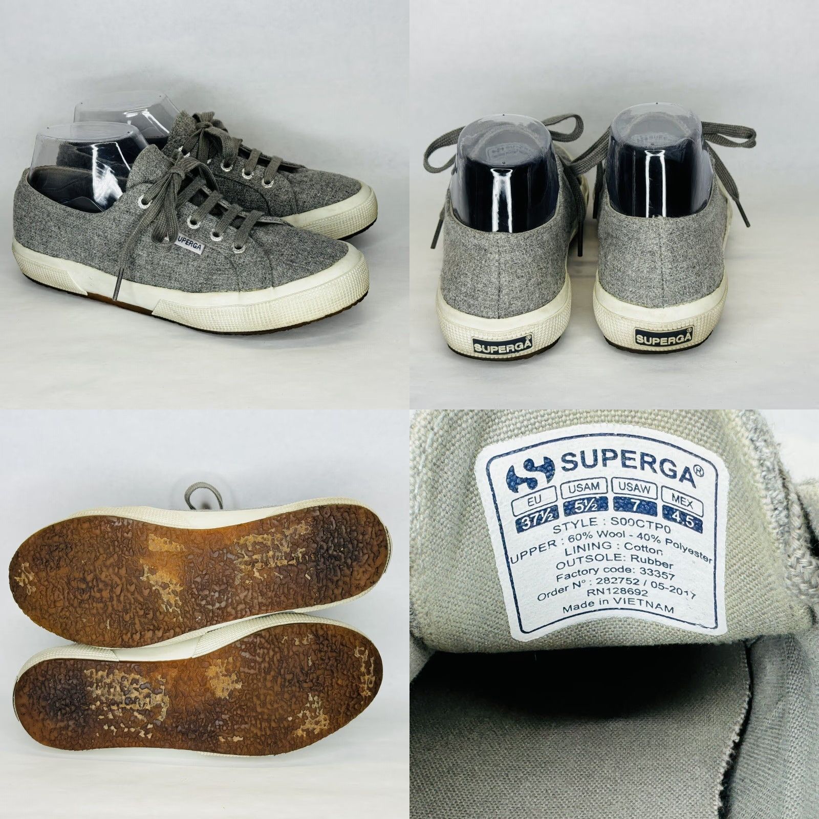 Superga Superga Sneaker Women Wool Blend Lace Up Gray Casual Athletic US 7 Size US 7 / IT 37 - 8 Thumbnail