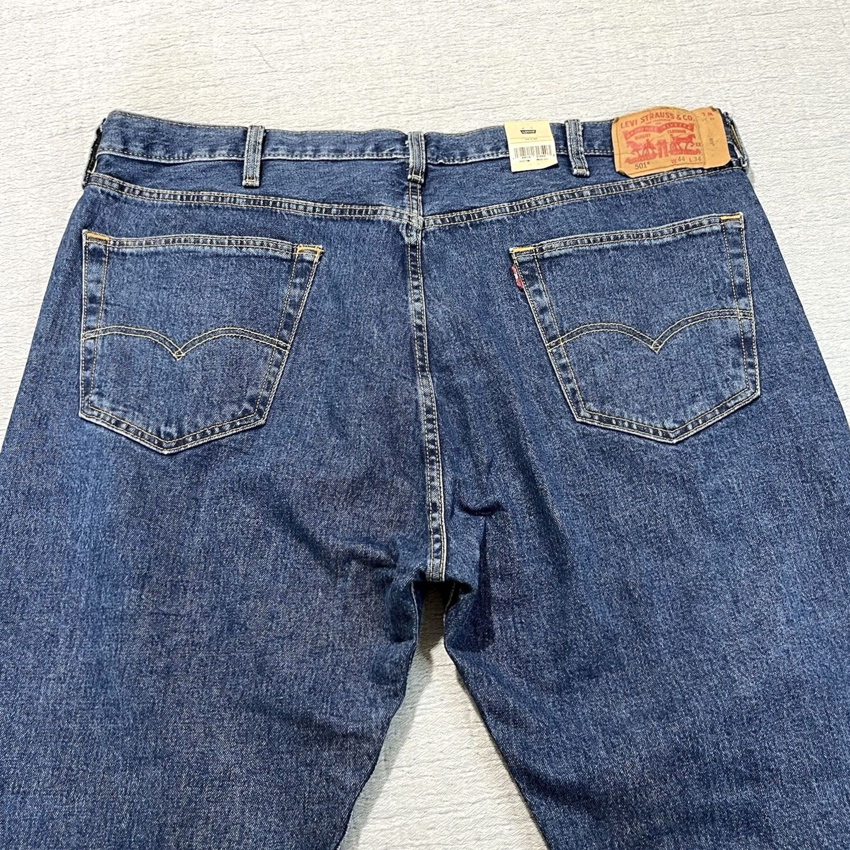 Levi's VINTAGE? LEVI'S 501 Jeans Mens 501 Original Straight Jeans Regular Button Fly Stretch 44X34 Blue Denim NWT Size US 44 / EU 60 - 6 Thumbnail