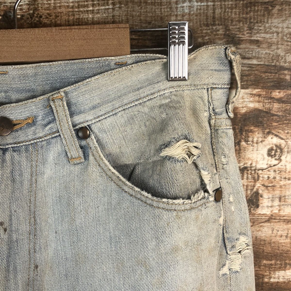 Wrangler DL Wrangler Blue Distressed Denim Pants #263 Size US 31 - 8 Thumbnail