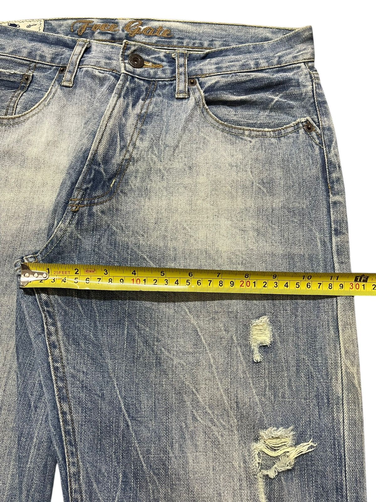 14th Addiction Vintage Japanese Brand Clawmark Wash Distress Baggy Jeans Size US 31 - 15 Thumbnail
