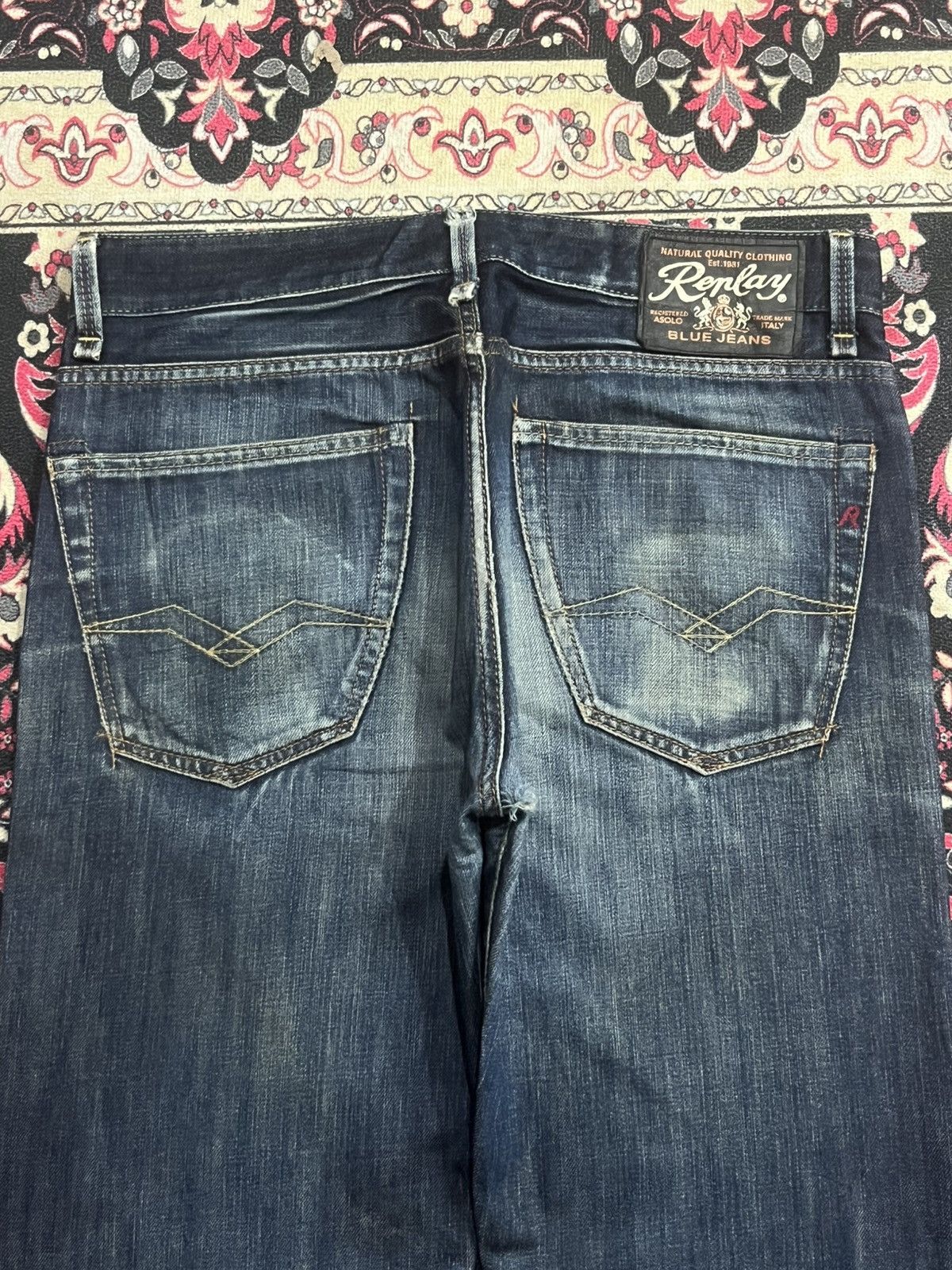 Replay Vintage Replay Dark Blue Faded Washed Buttonfly Flare Jeans Size US 32 / EU 48 - 10 Thumbnail