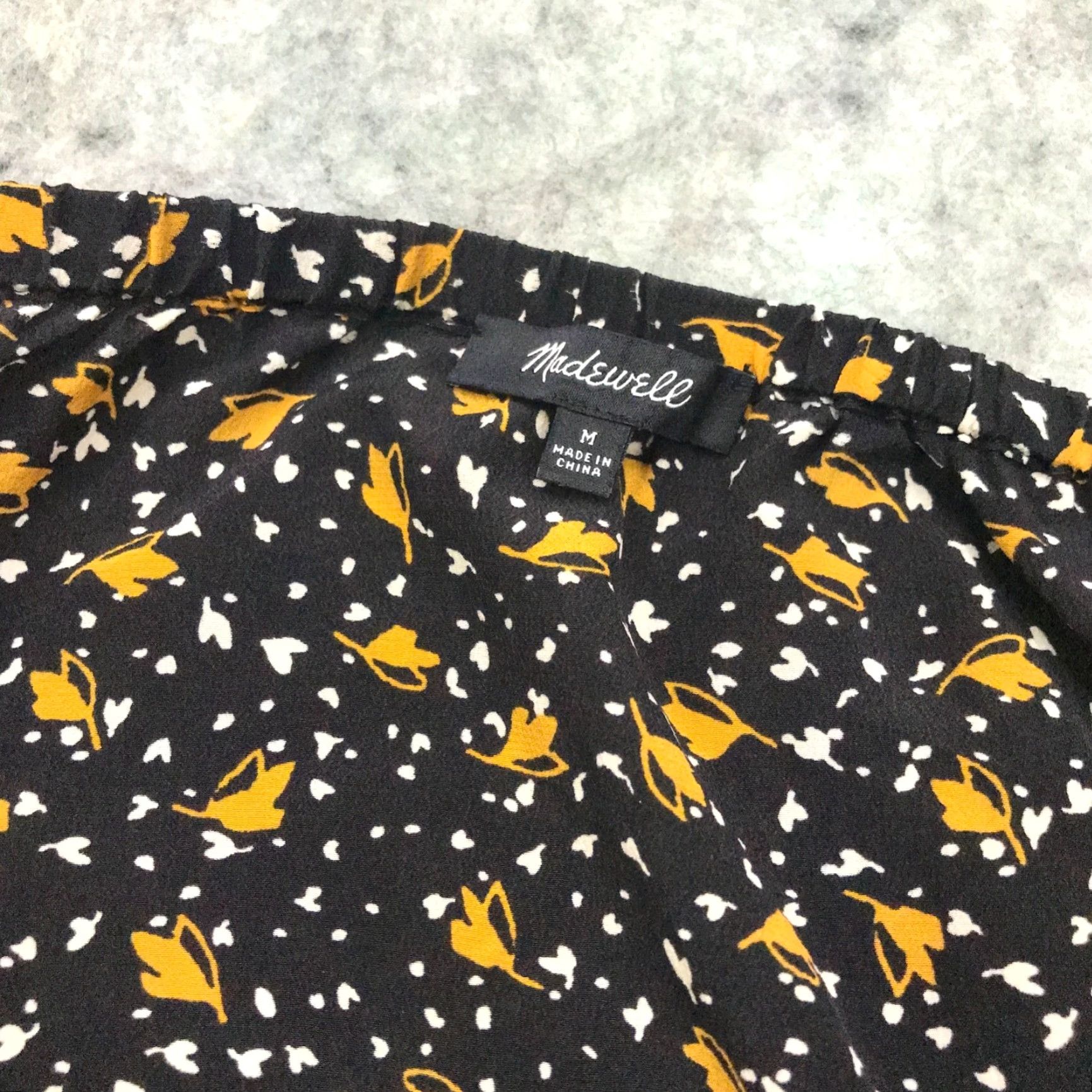 Madewell Madewell Womens Shirt Blouse Top 3/4 Sleeve Black Leaves Fall Tie Off-Shoulder Medium Womens Blouse Size M / US 6-8 / IT 42-44 - 5 Thumbnail