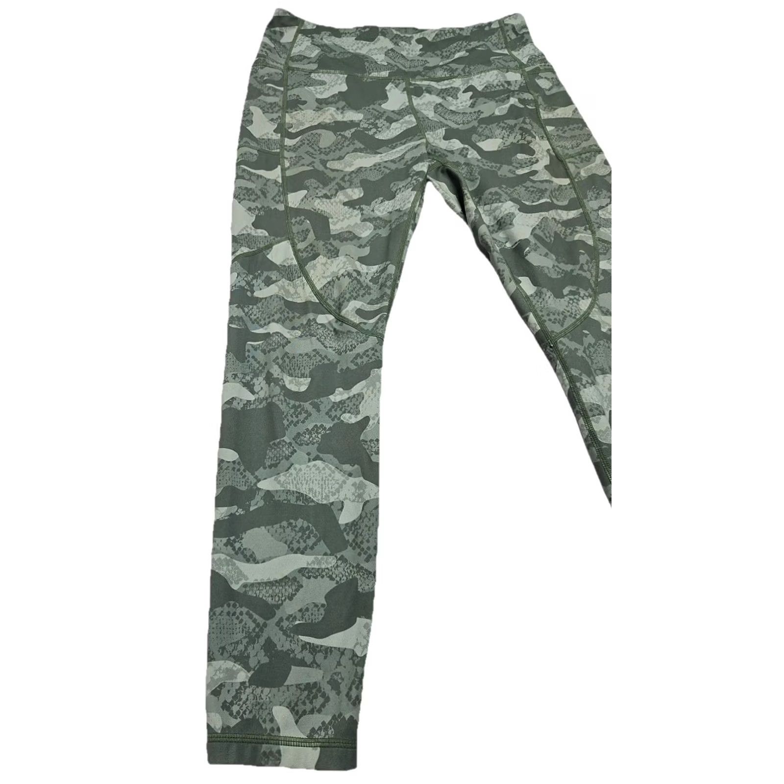Reebok Reebok Camouflage Leggings Womens Large Green Compression Athletic Gym Yoga Pants Size 28" / US 6 / IT 42 - 3 Thumbnail