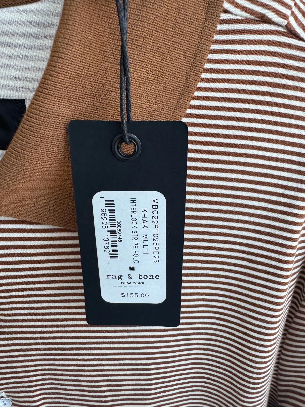 Rag & Bone Rag and Bone Men's Interlock Stripe Polo Khaki (Size Medium) Size US M / EU 48-50 / 2 - 3 Thumbnail
