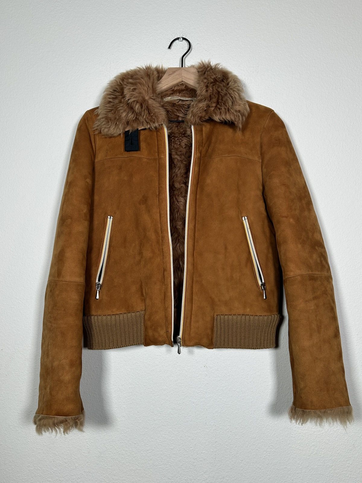 Miu Miu FW99 Suede Shearling Fur Aviator Jacket Size US S / EU 44-46 / 1 - 2 Thumbnail