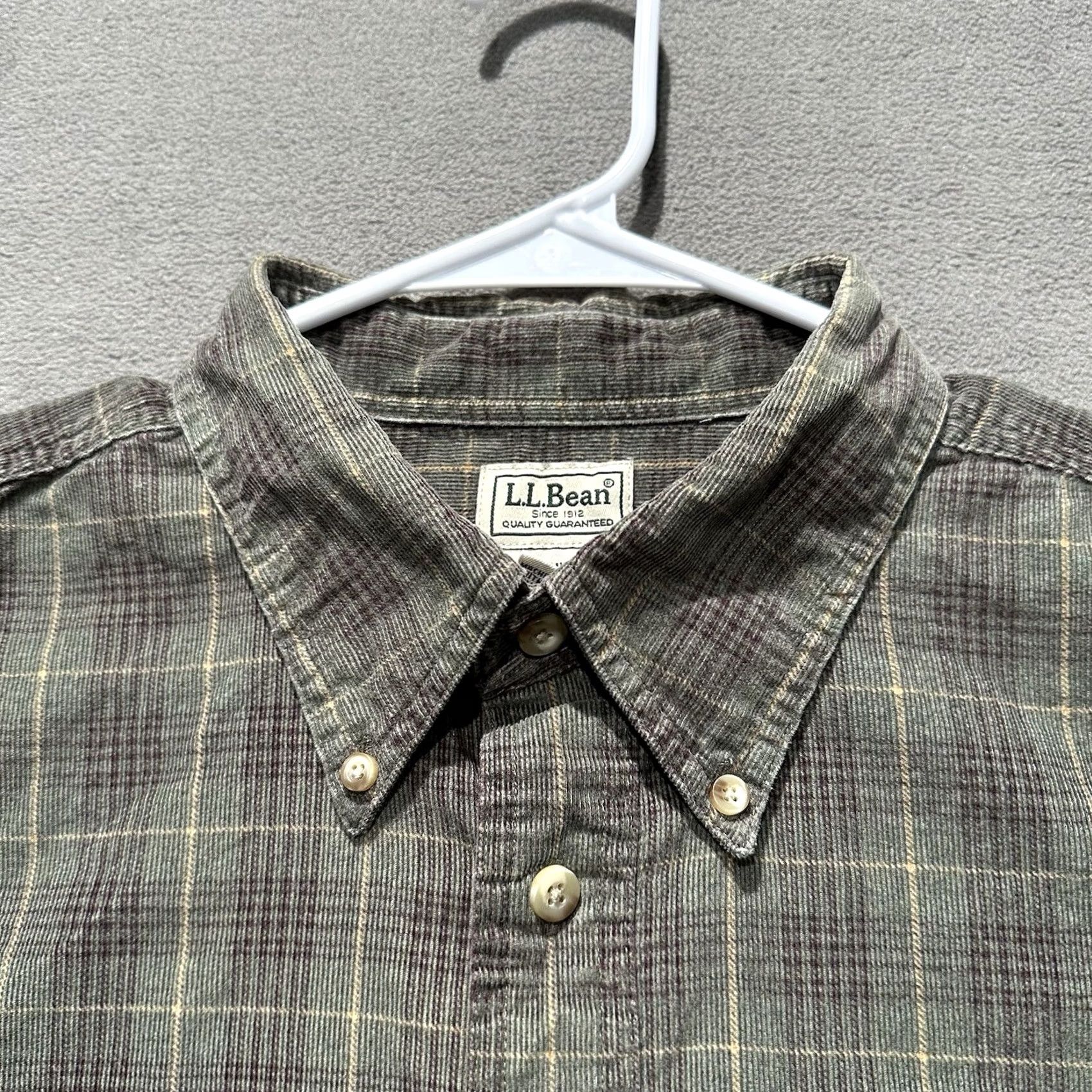 Vintage VINTAGE L.L. Bean Shirt Mens XL Green Plaid Corduroy Button-Down Long Sleeve EUC Size US XL / EU 56 / 4 - 3 Thumbnail