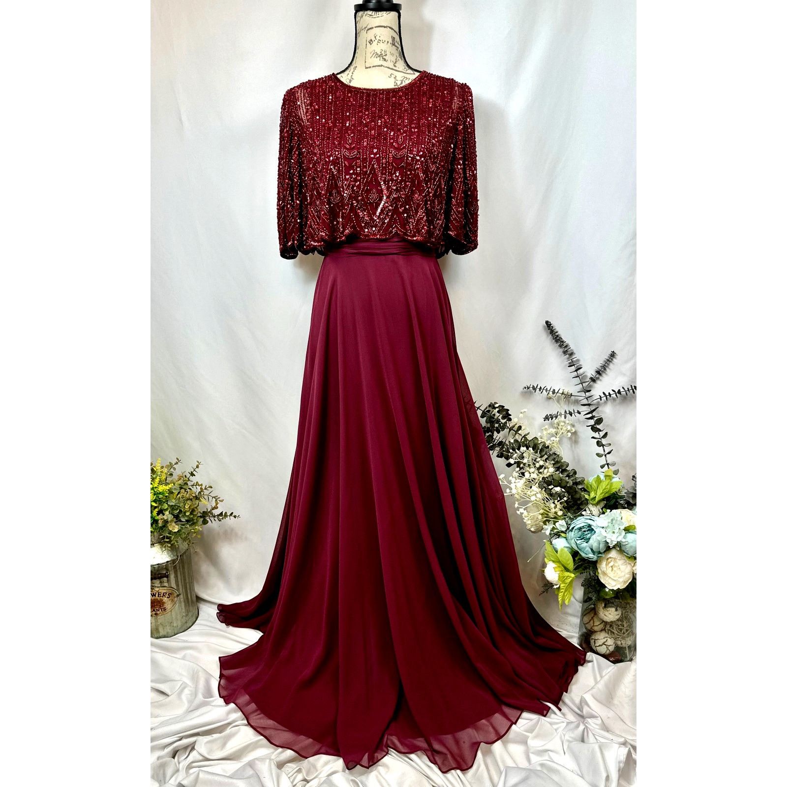 Other Mac Duggal Beaded Overlay A-Line Sequin Gown Aubergine 6 Size M / US 6-8 / IT 42-44 - 9 Thumbnail