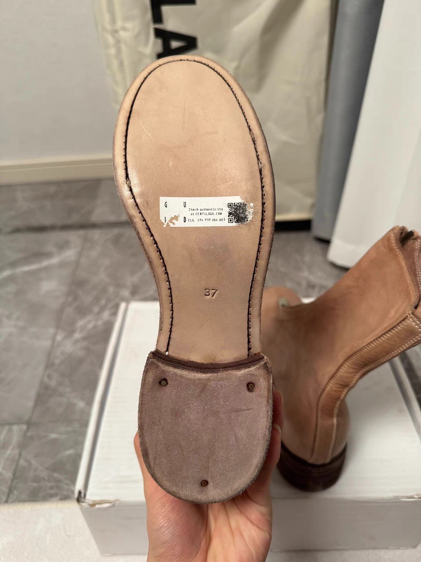 Guidi Guidi PL2 Milk Tea / Blush Pink Horse Leather Ankle Boots K6 Size US 7 / IT 37 - 6 Thumbnail