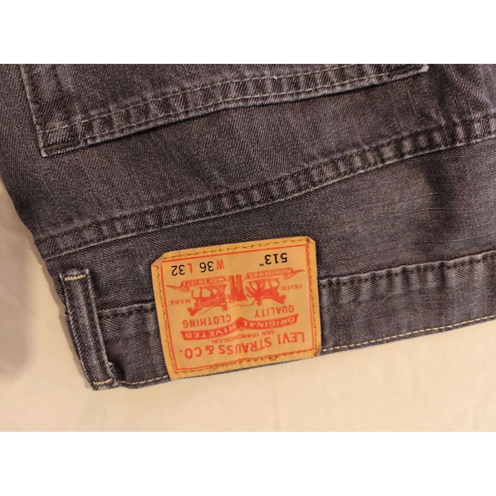 Levi's VINTAGE Mens Levi's 513 Jeans Slim Straight 36x32 Gray Denim Pants | Levi's Jeans | Men Jeans | 513 | Denim Pants Size US 36 / EU 52 - 2 Thumbnail